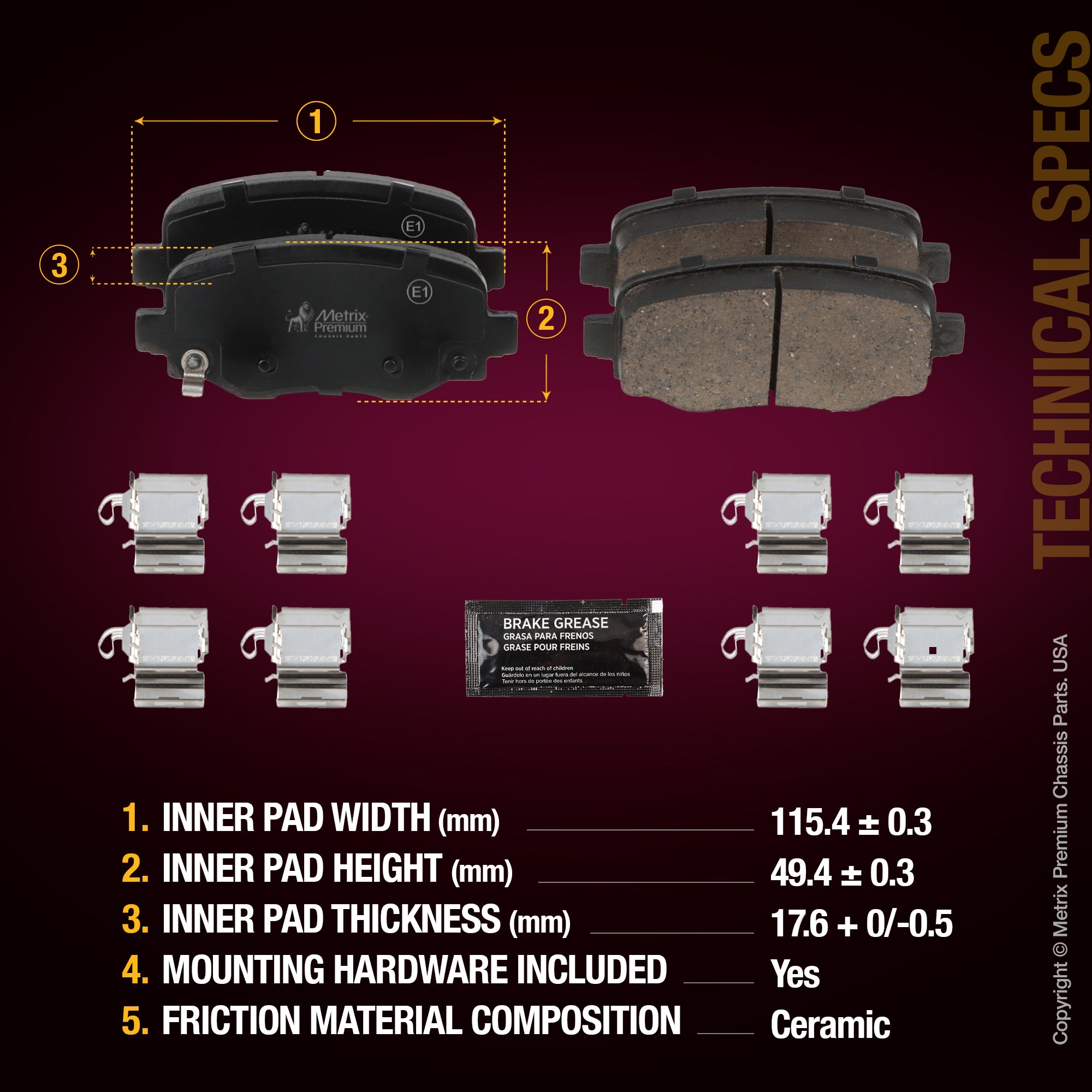 Metrix Premium Rear Disc Brake Pad Set 94340MC aftermarket car parts