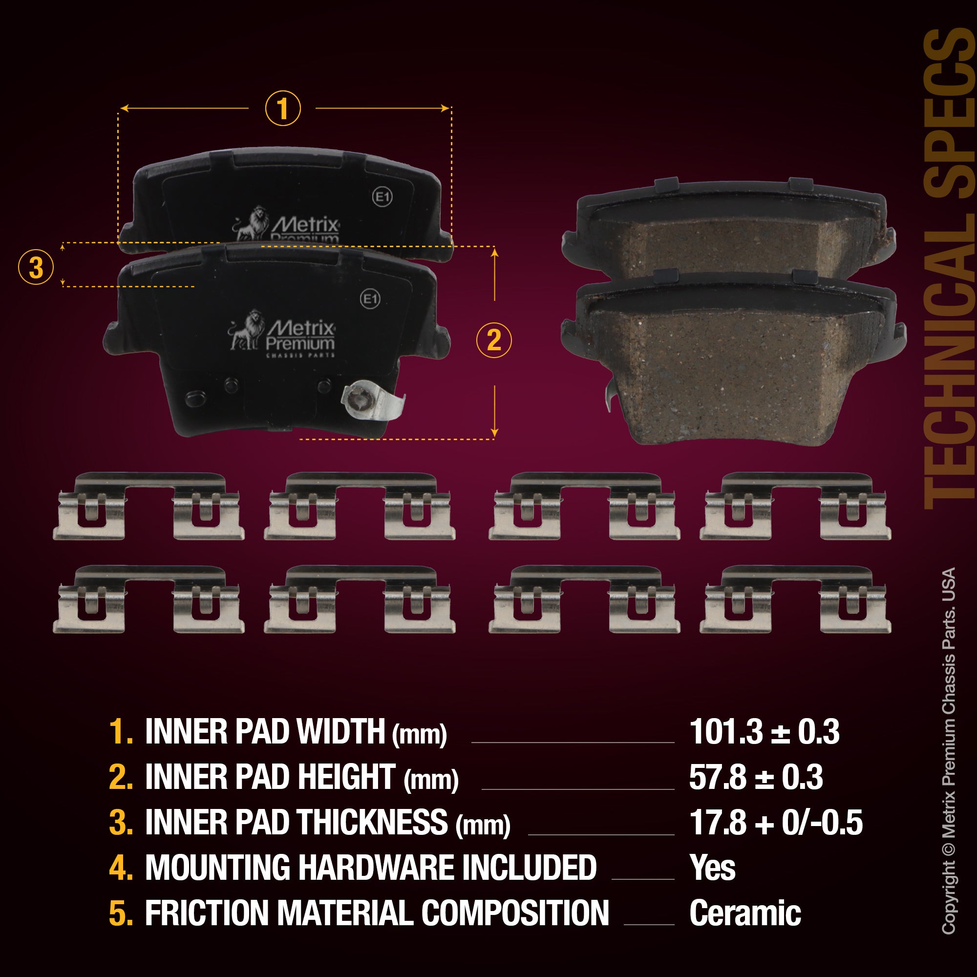 Metrix Premium Front & Rear Brake Pad Kit 95816MT high quality car parts