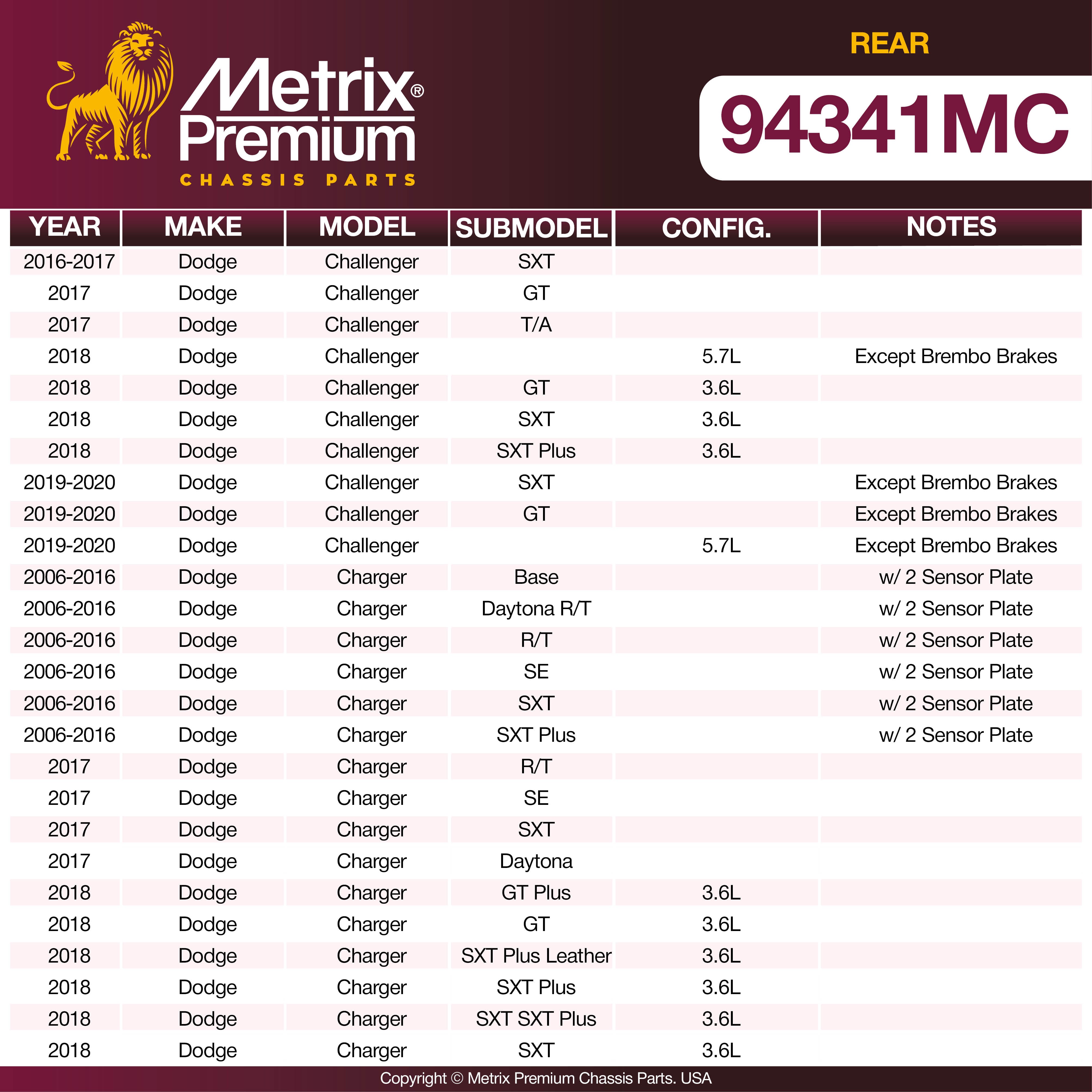 Metrix Premium Rear Disc Brake Pad Set 94341MC aftermarket car parts