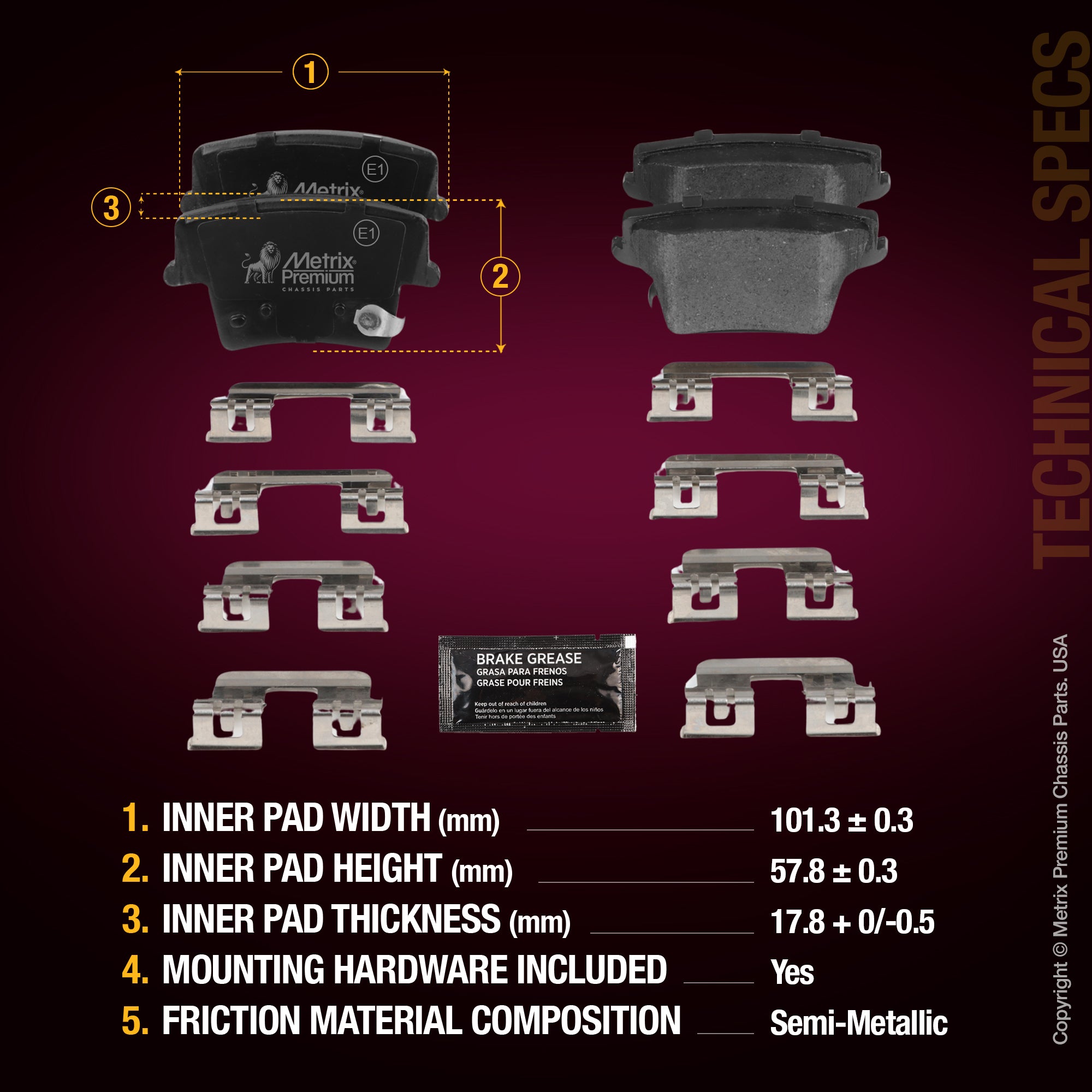 Metrix Premium Rear Disc Brake Pad Set 94341MS spare car parts