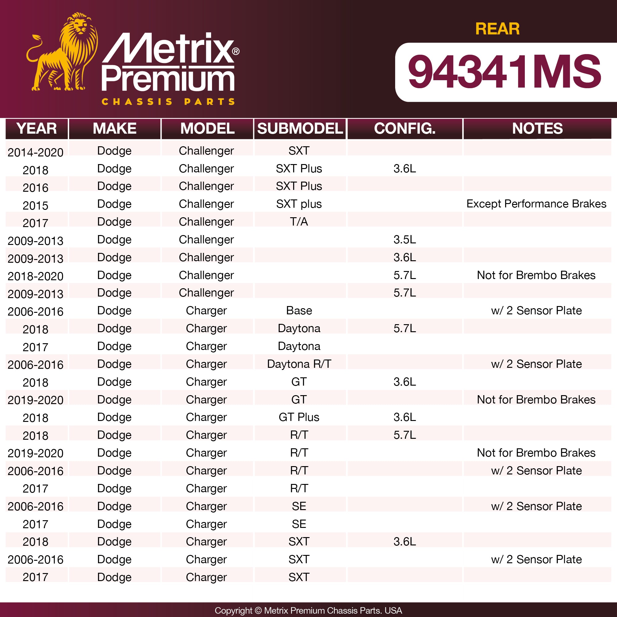 Metrix Premium Rear Disc Brake Pad Set 94341MS aftermarket car parts