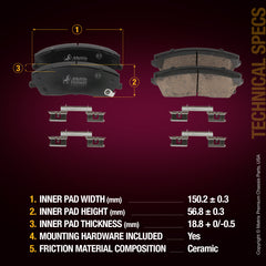 Metrix Premium Chassis Parts Front Disc Brake Pad Set 94342MC OEM fit auto parts