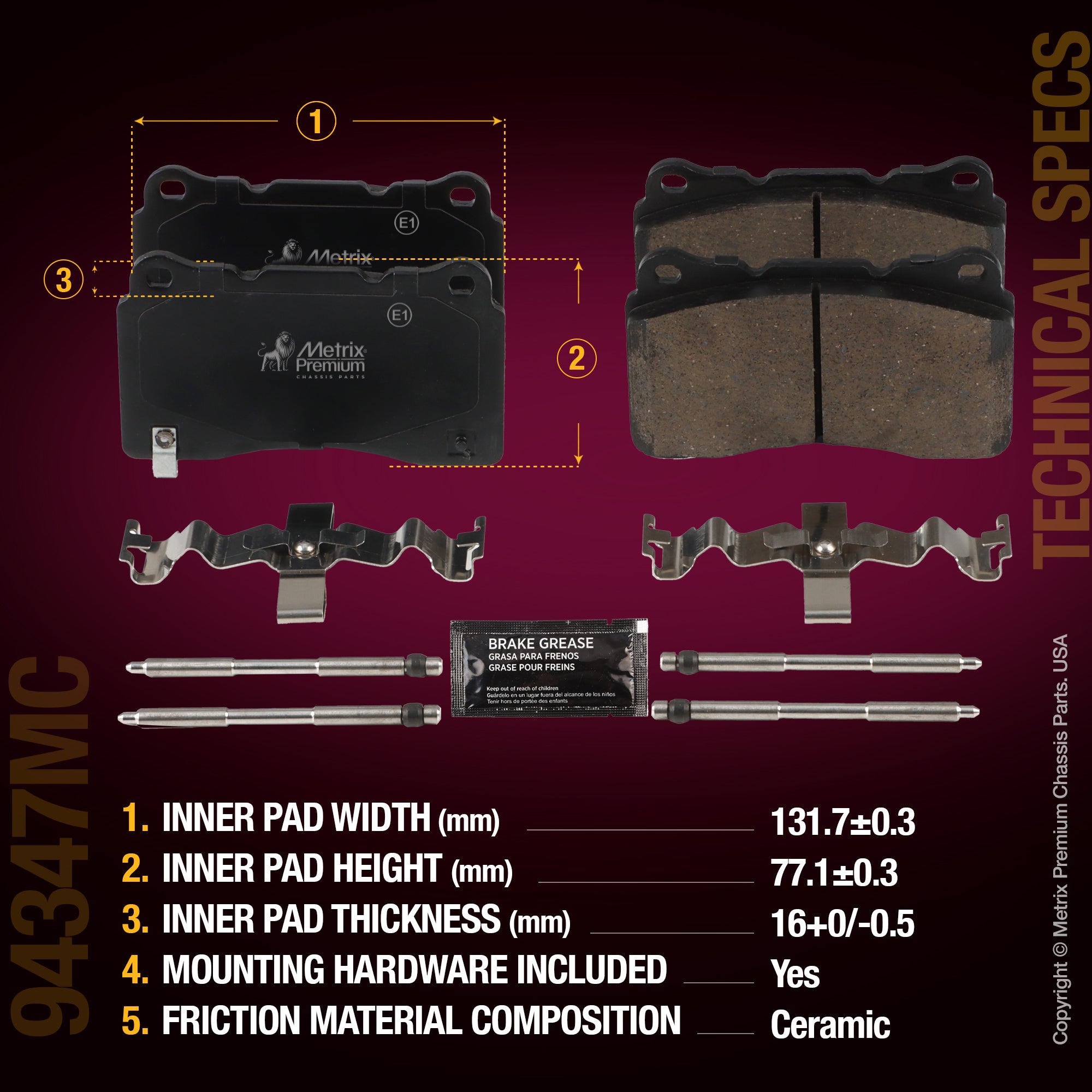 Metrix Premium Chassis Parts Front and Rear Disc Brake Pad Set 94347MC aftermarket car parts
