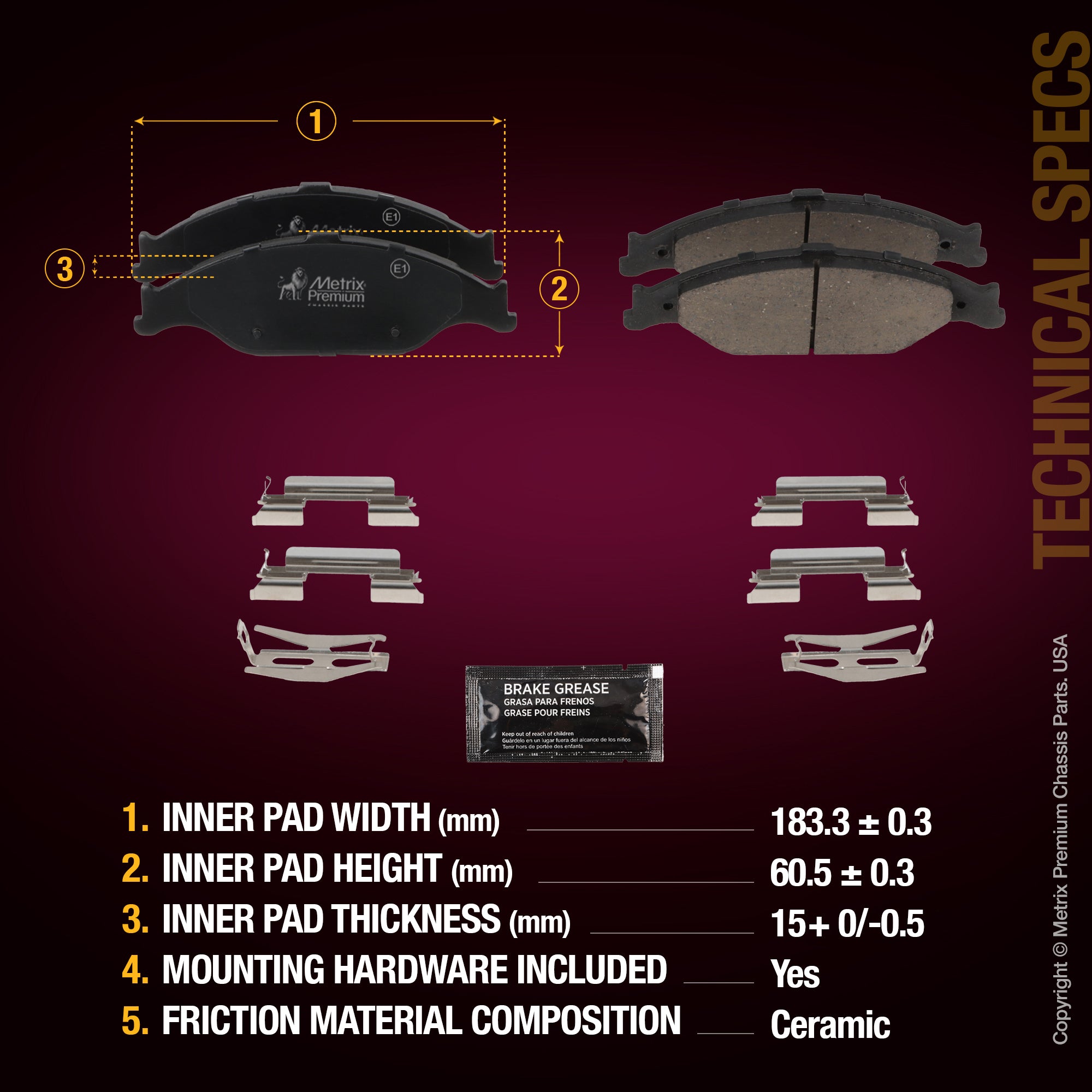 Metrix Premium Front Disc Brake Pad Set 94348MC aftermarket car parts