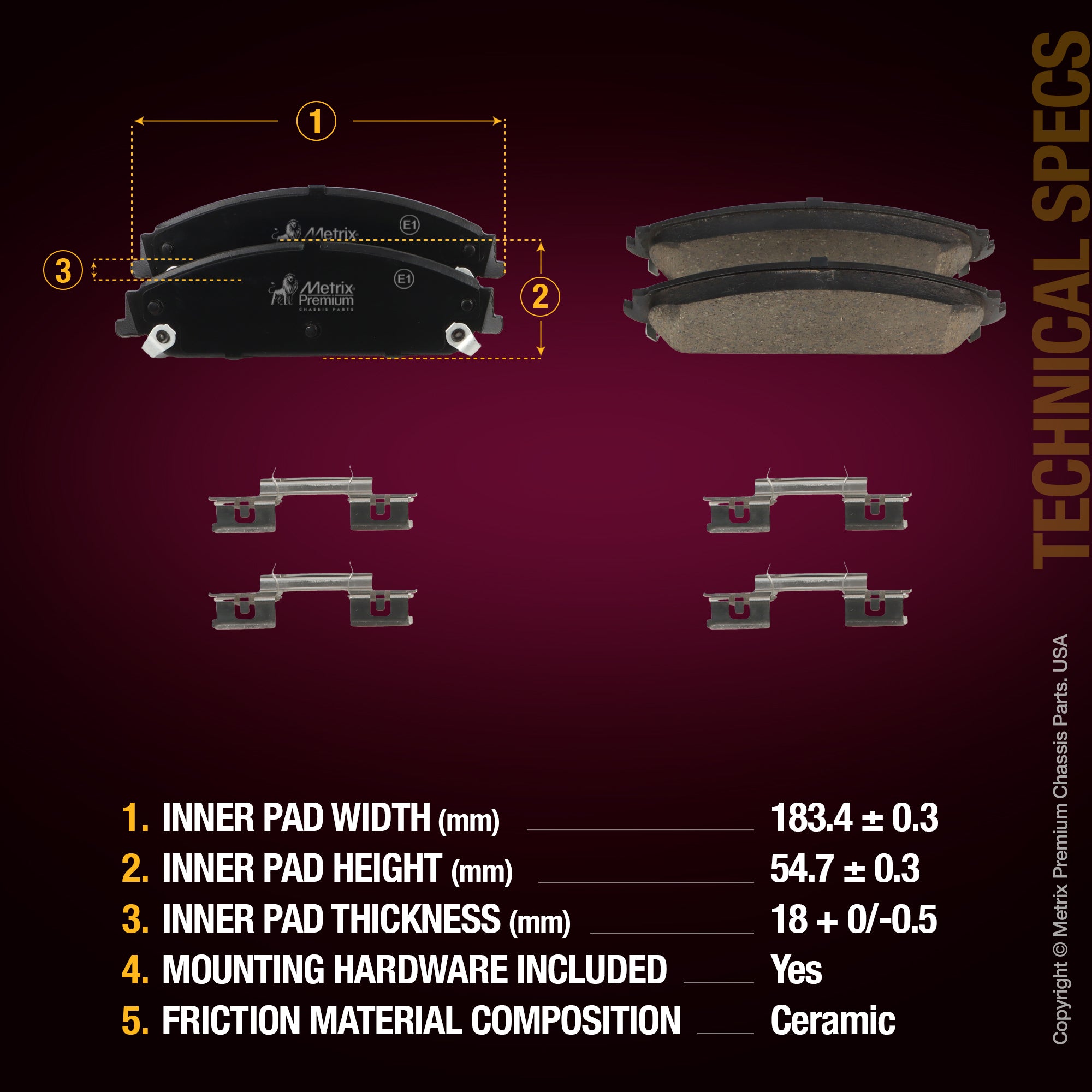 Metrix Premium Front Disc Brake Pad Set 94349MC spare car parts