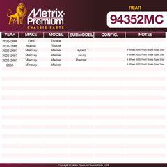 Metrix Premium Rear Disc Brake Pad Set 94352MC OEM fit spare parts