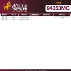 Metrix Premium Front Disc Brake Pad Set 94353MC OEM fit spare parts