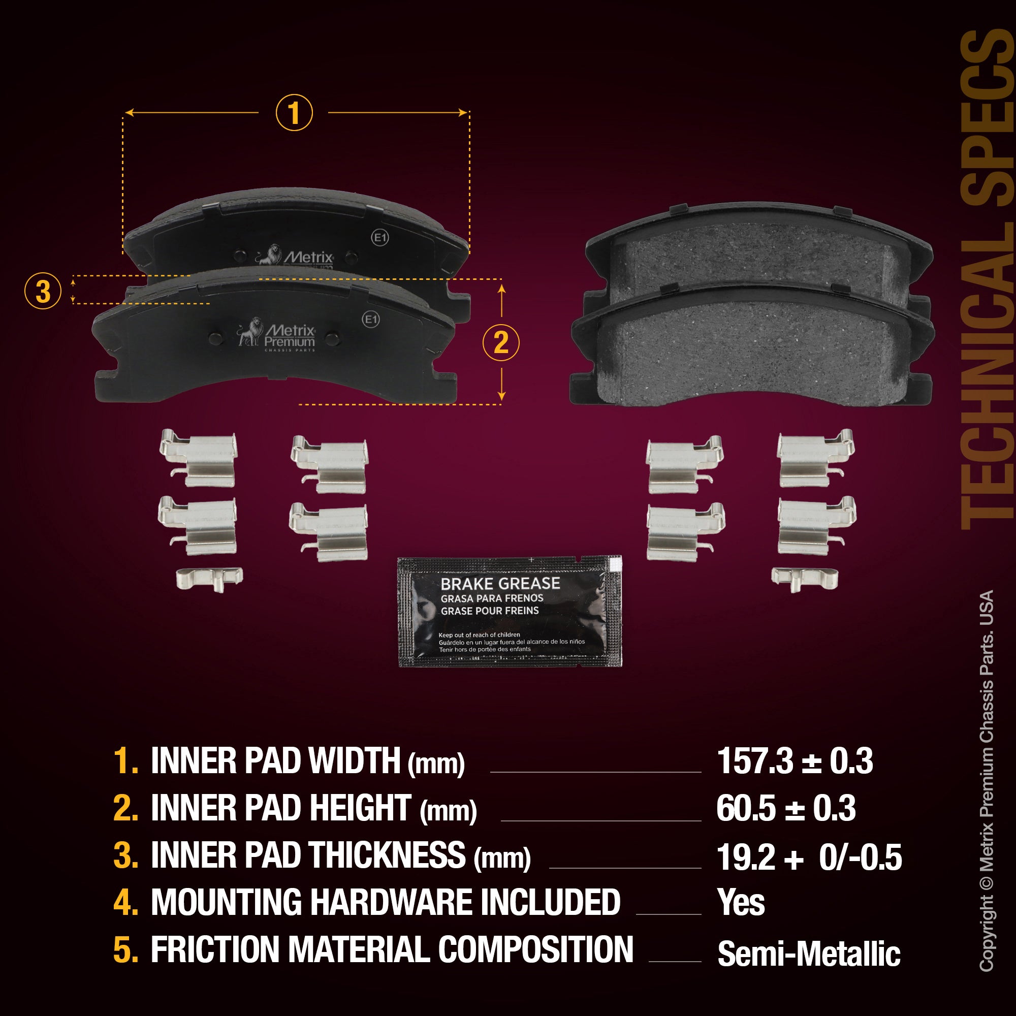 Metrix Premium Front Disc Brake Pad Set 94353MS aftermarket car parts