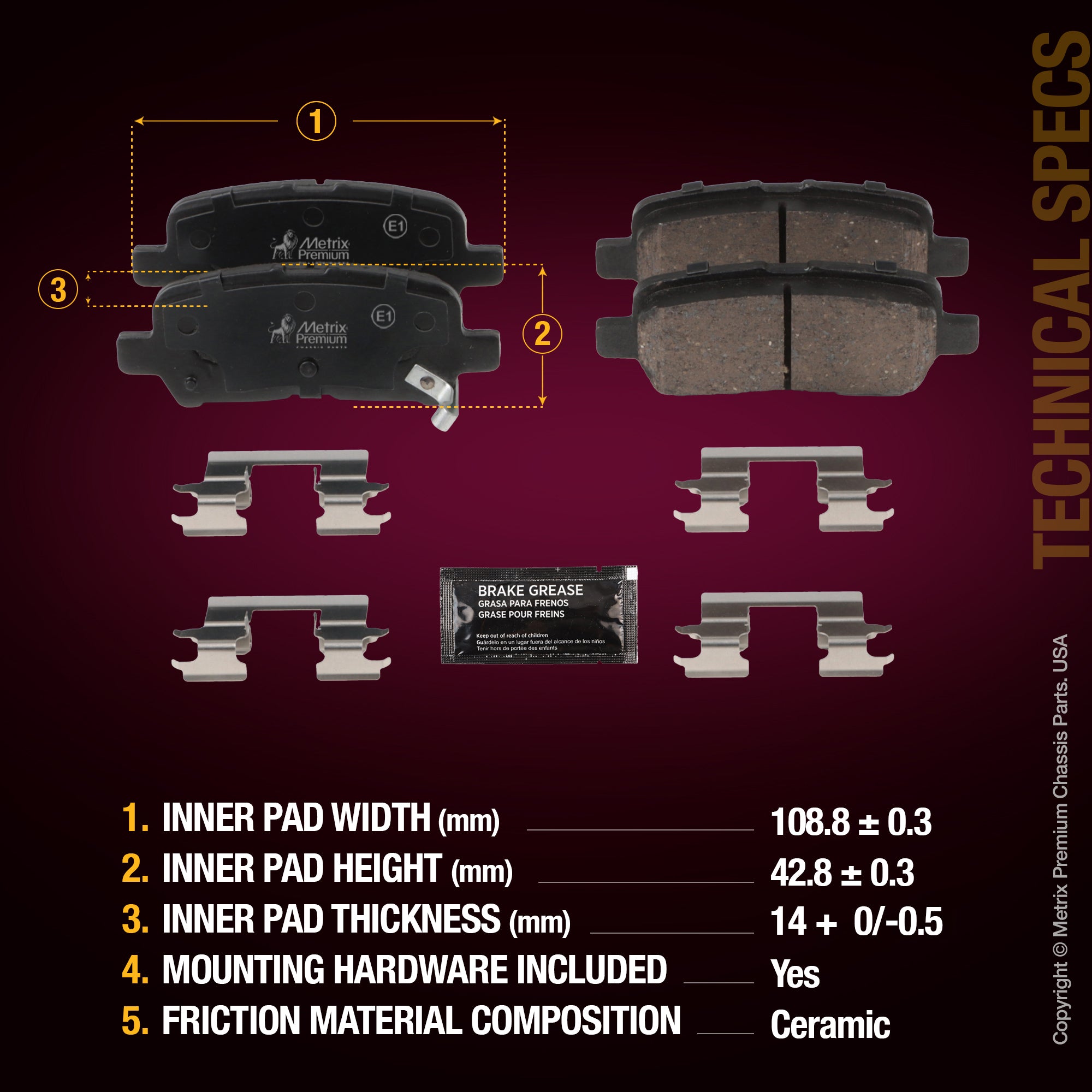 Metrix Premium Rear Disc Brake Pad Set 94354MC aftermarket car parts