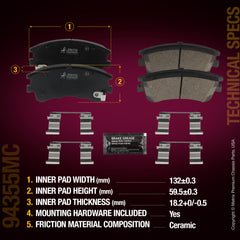 Metrix Premium Chassis Parts Front Disc Brake Pad Set 94355MC aftermarket car parts
