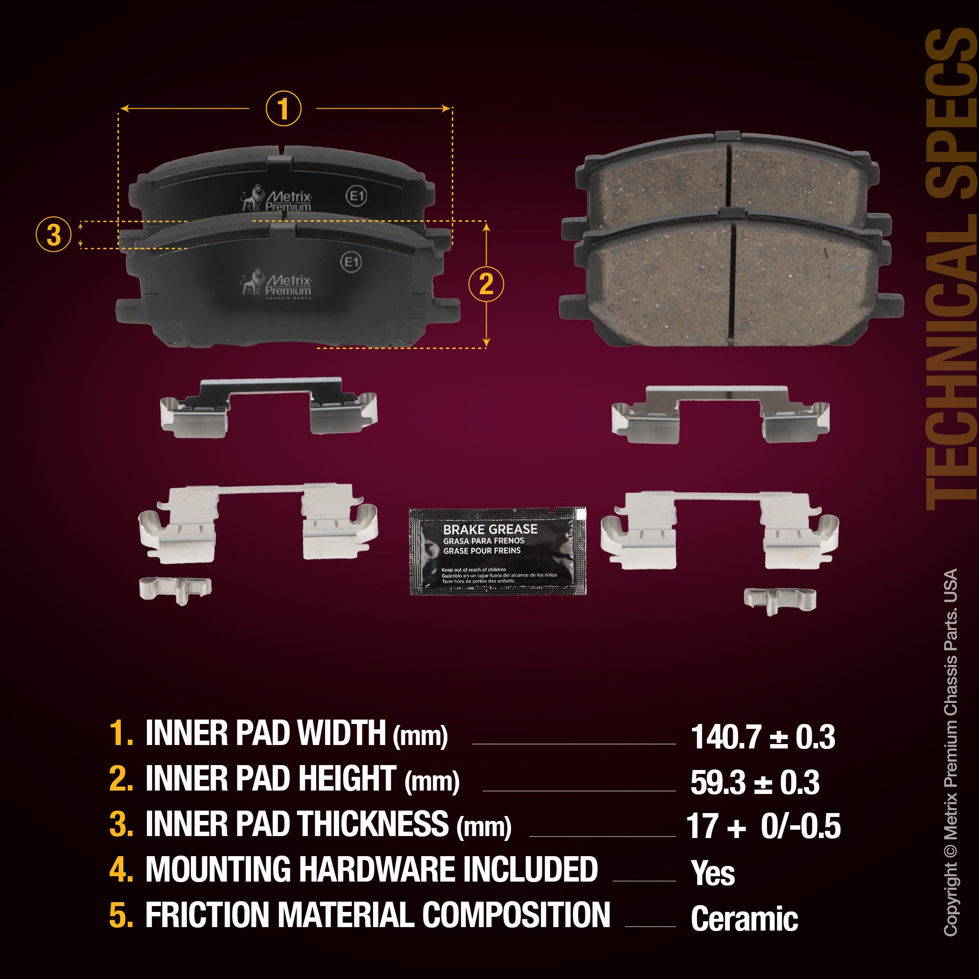Metrix Premium Front Disc Brake Pad Set 94356MC aftermarket car parts