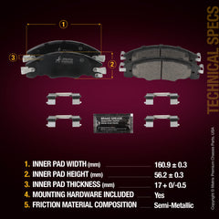 Metrix Premium Front Disc Brake Pad Set 94357MS aftermarket car parts