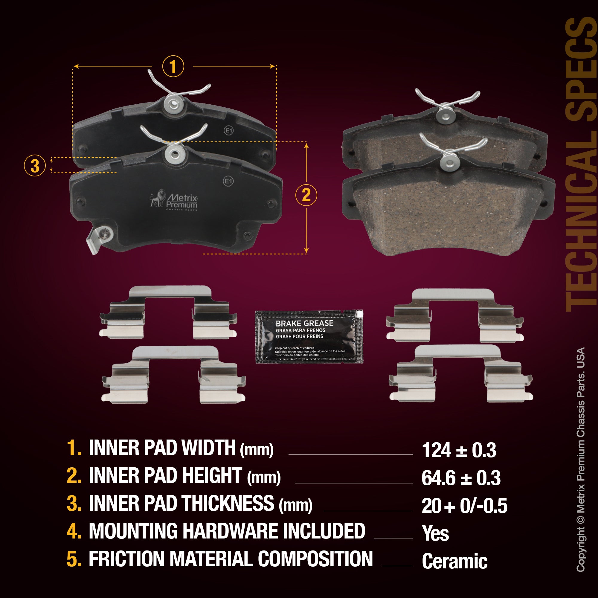 Metrix Premium Front Disc Brake Pad Set 94360MC aftermarket car parts