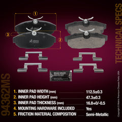 Metrix Premium Rear Disc Brake Pad Set 94362MS aftermarket car parts