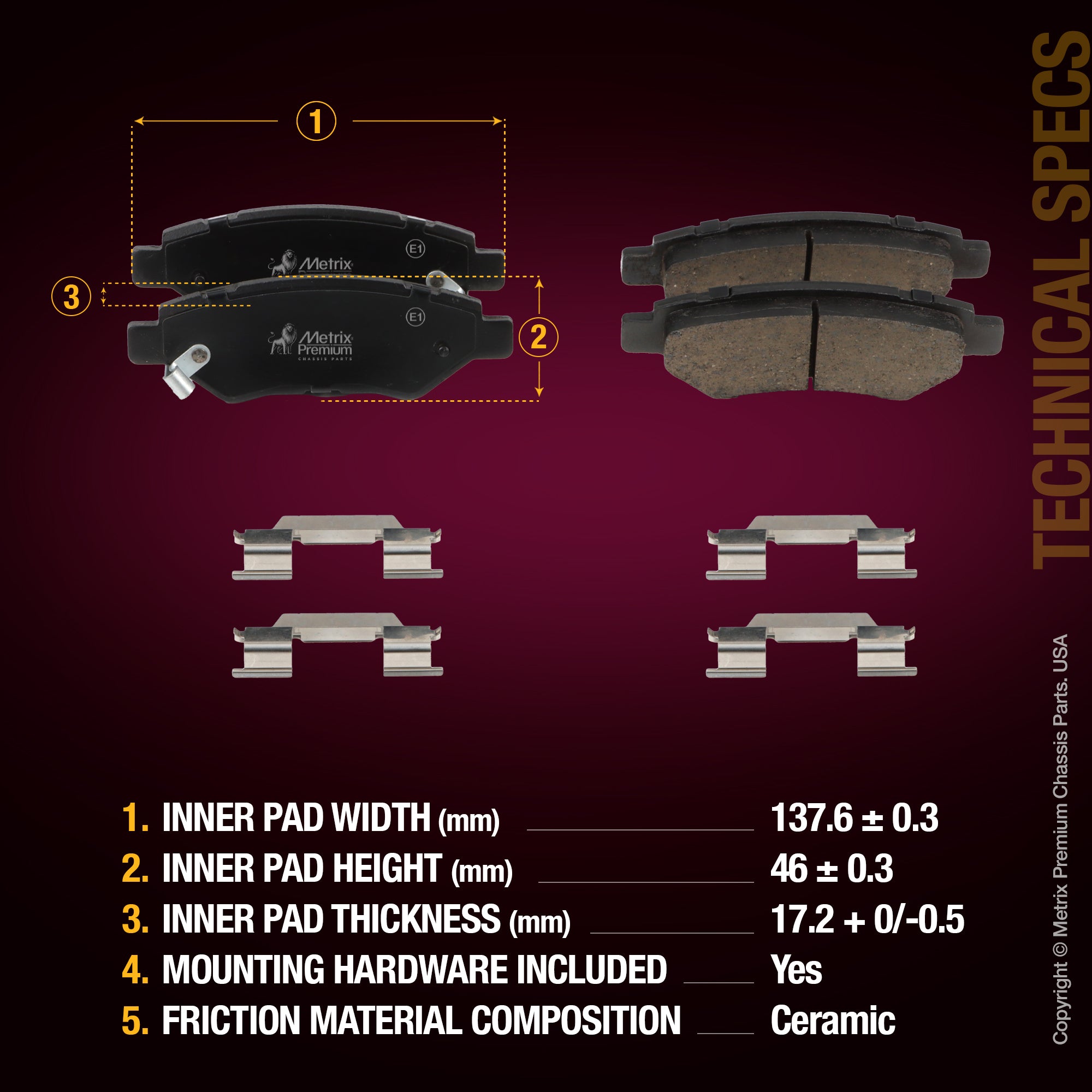 Metrix Premium Rear Disc Brake Pad Set 94363MC aftermarket car parts