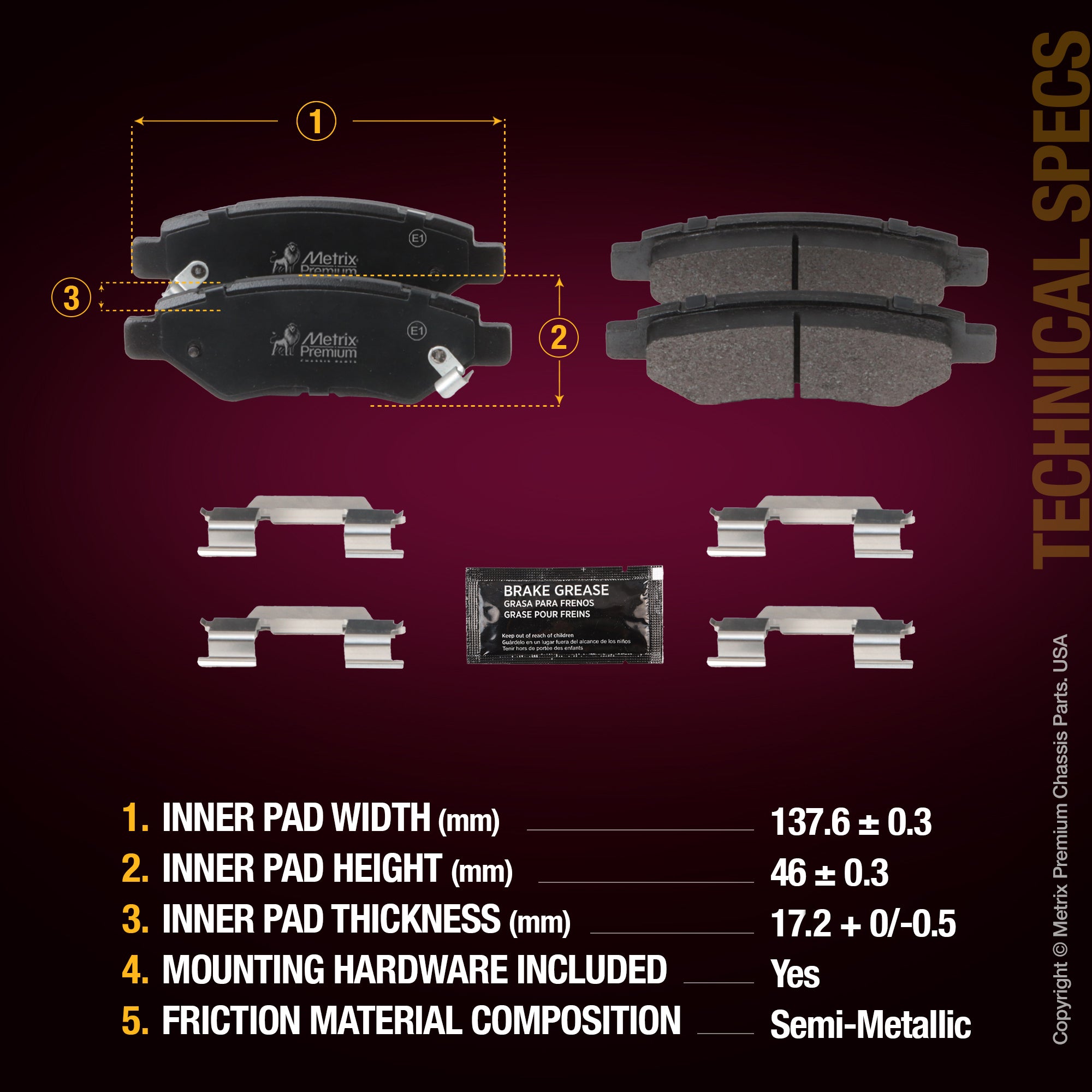 Metrix Premium Rear Disc Brake Pad Set 94363MS aftermarket car parts