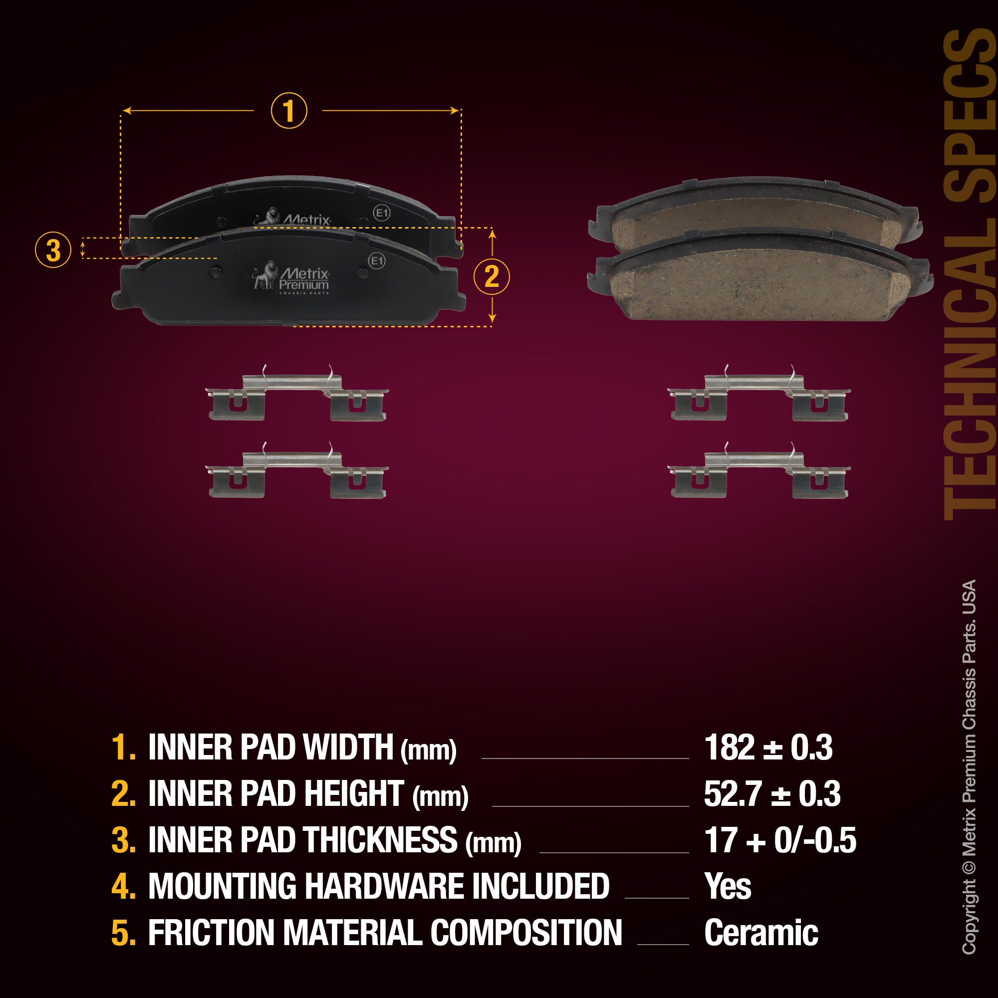 Metrix Premium Front & Rear Brake Pad Kit 95805MT aftermarket car parts