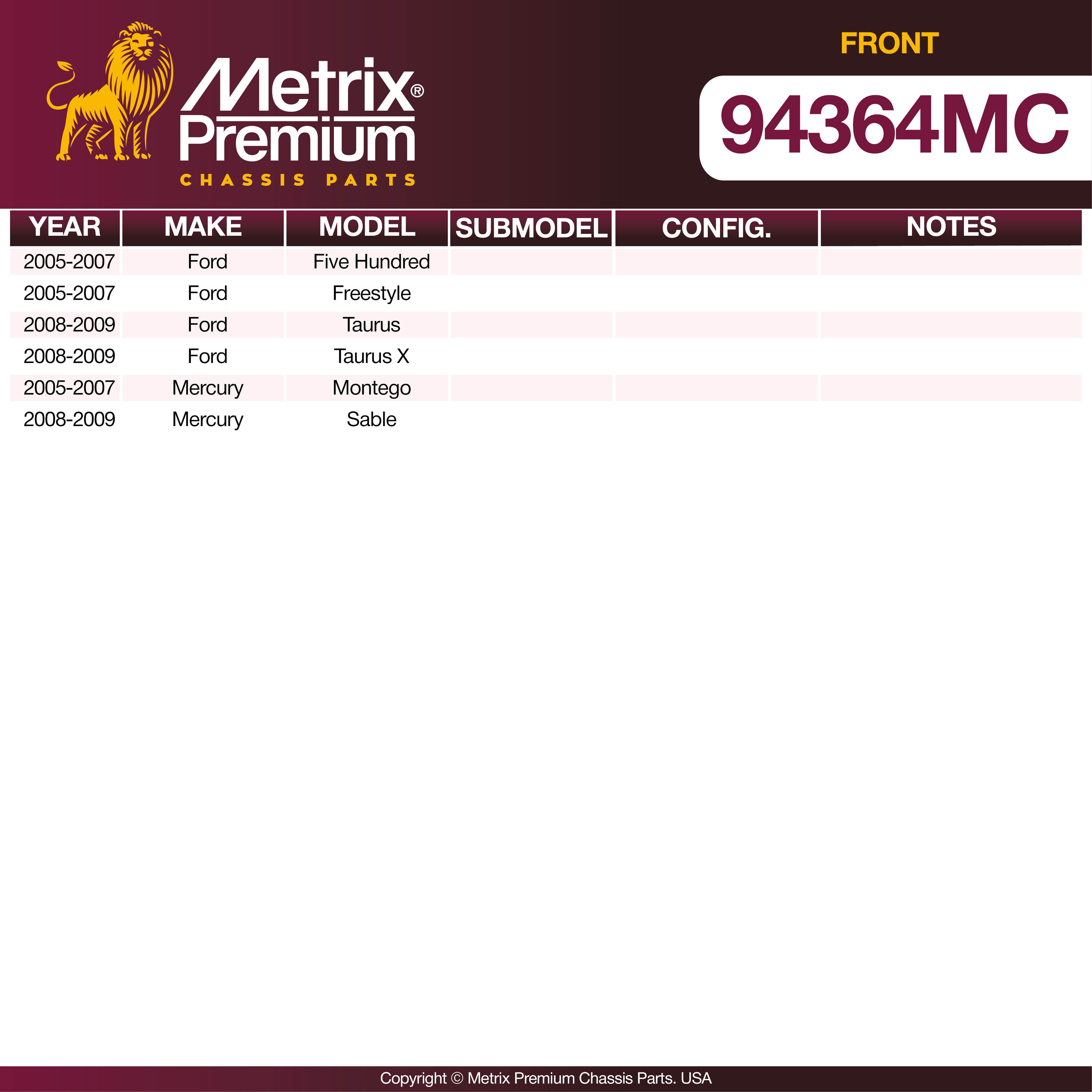 Metrix Premium Front Disc Brake Pad Set 94364MC OEM fit spare parts