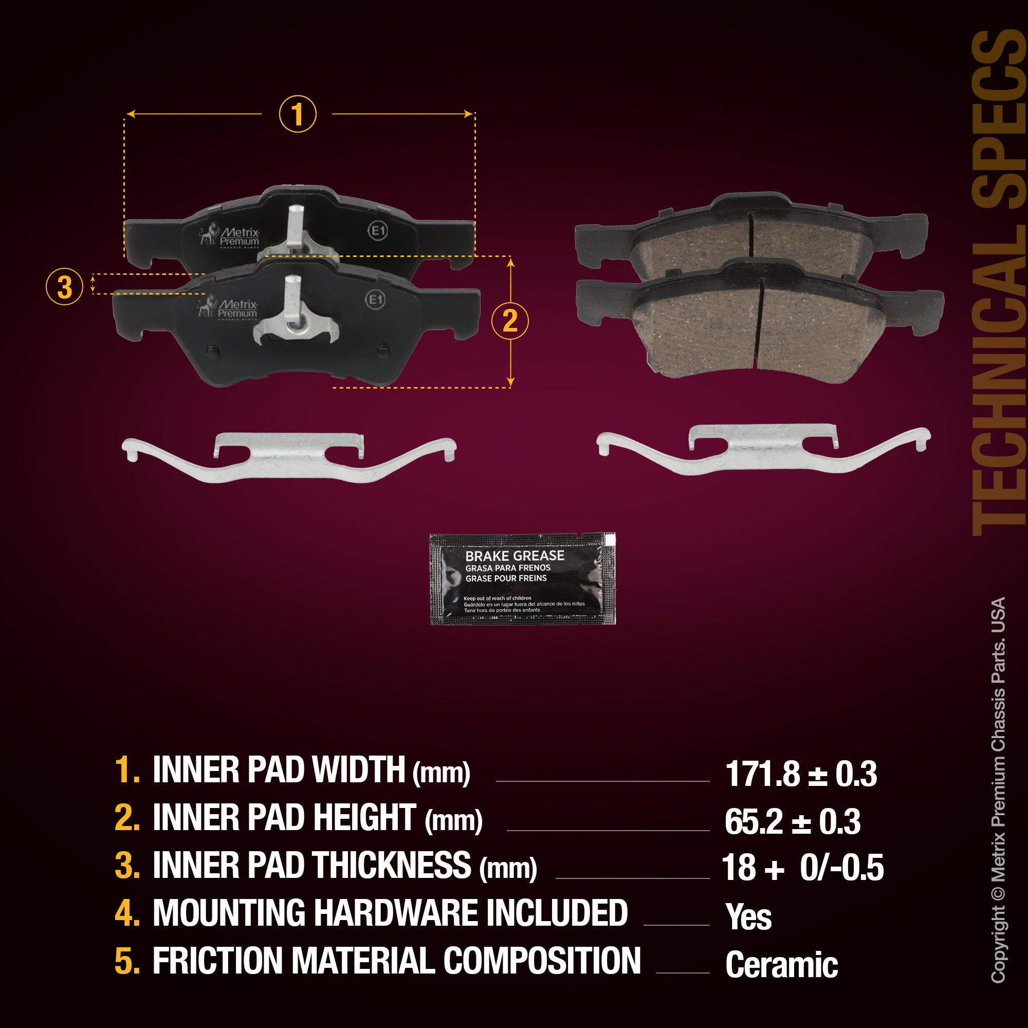 Metrix Premium Front Disc Brake Pad Set 94365MC aftermarket car parts