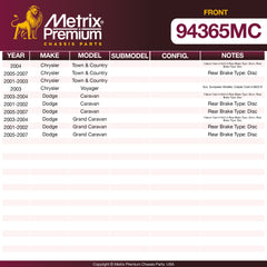 Metrix Premium Front Disc Brake Pad Set 94365MC OEM fit spare parts