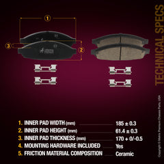 Metrix Premium Chassis Parts Front Disc Brake Pad Set 94366MC OEM fit auto parts