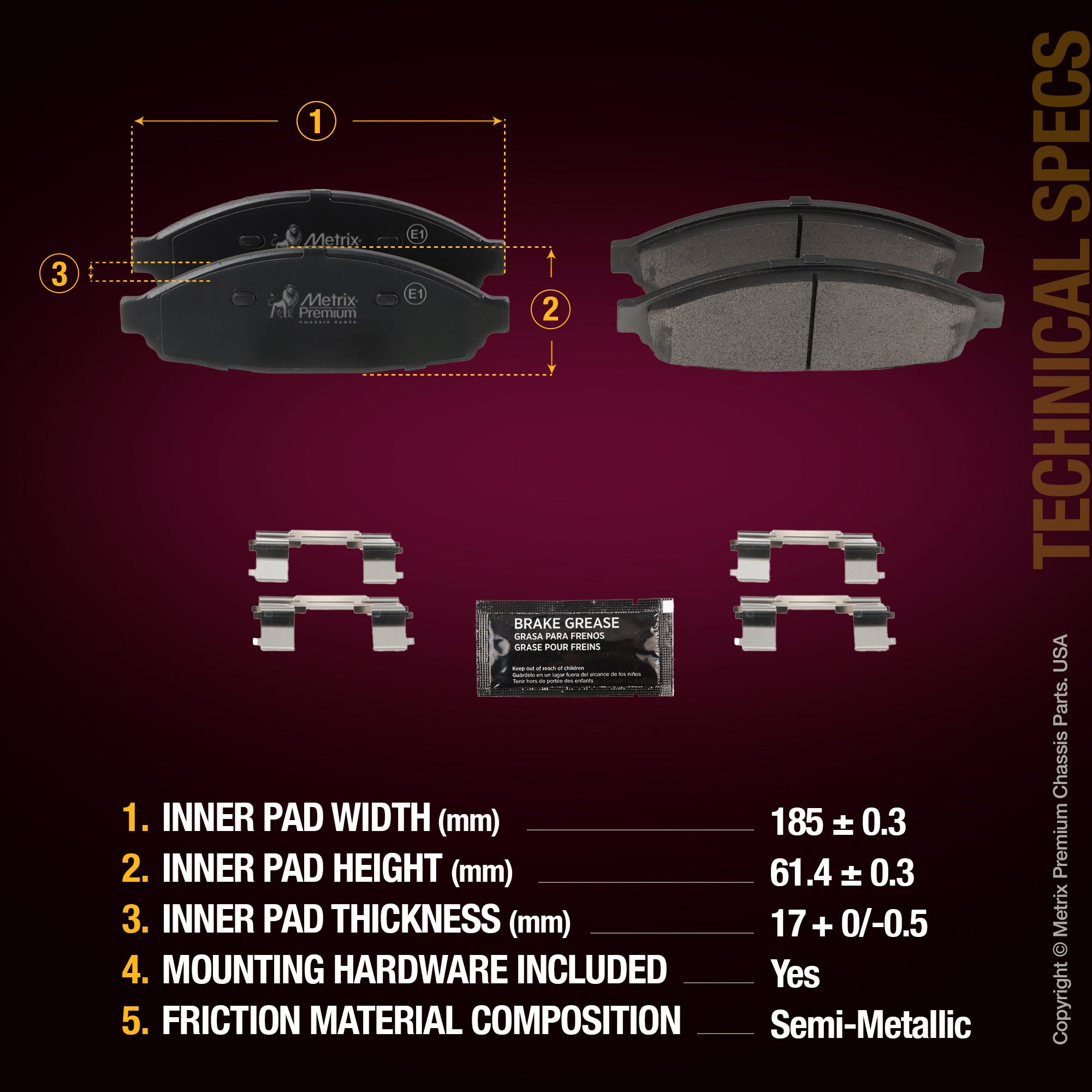 Metrix Premium Front Disc Brake Pad Set 94366MS aftermarket car parts