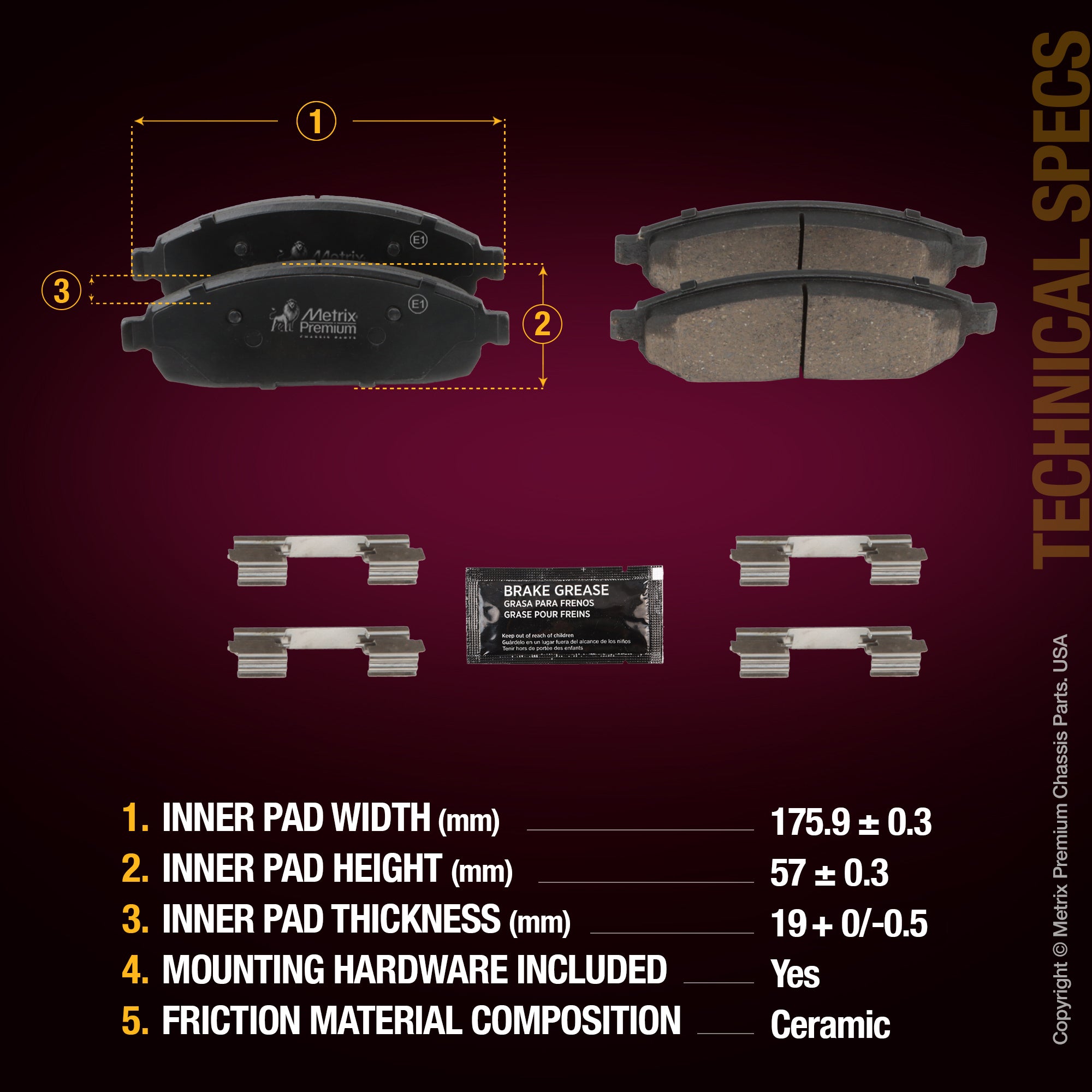 Metrix Premium Front Disc Brake Pad Set 94367MC aftermarket car parts