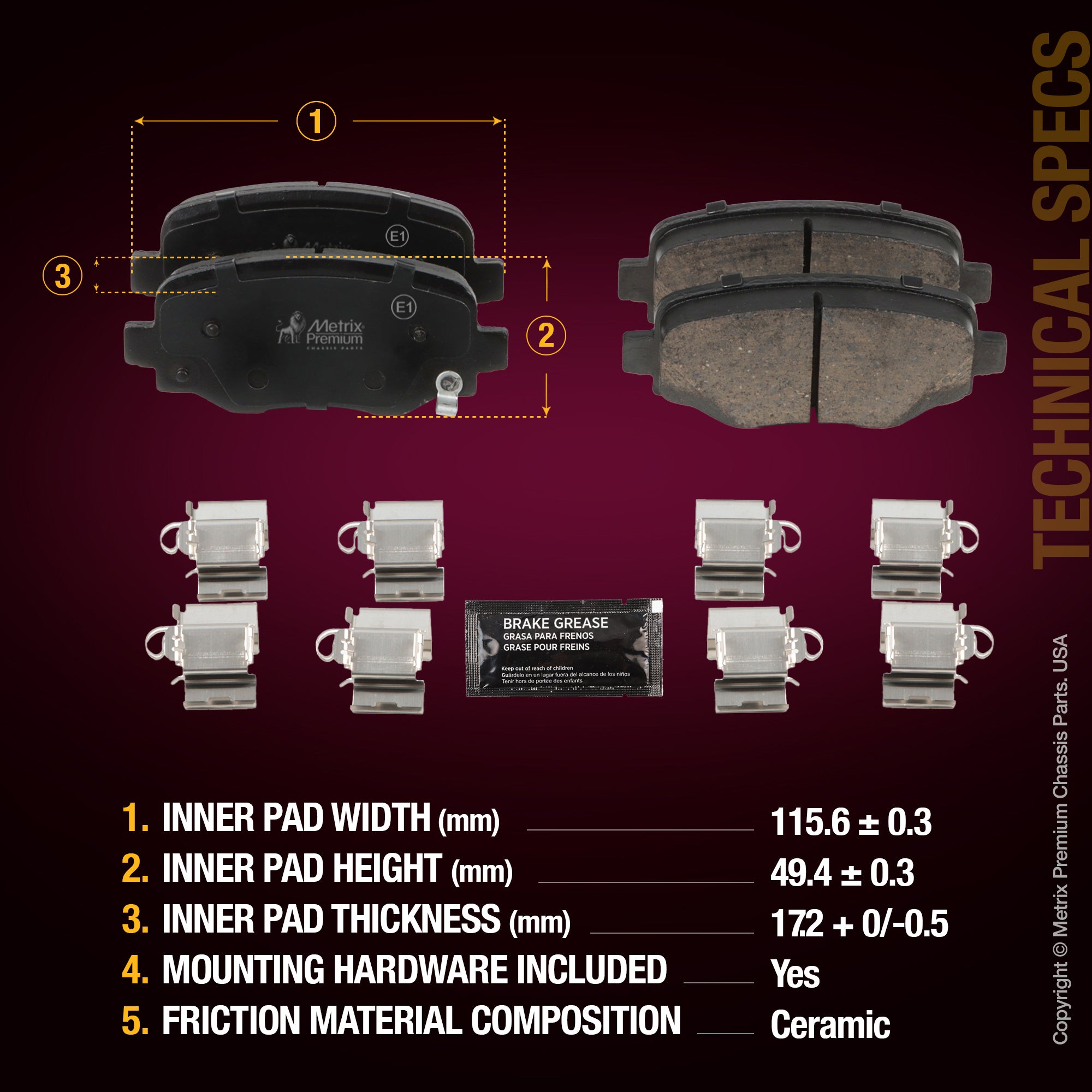 Metrix Premium Rear Disc Brake Pad Set 94370MC aftermarket car parts