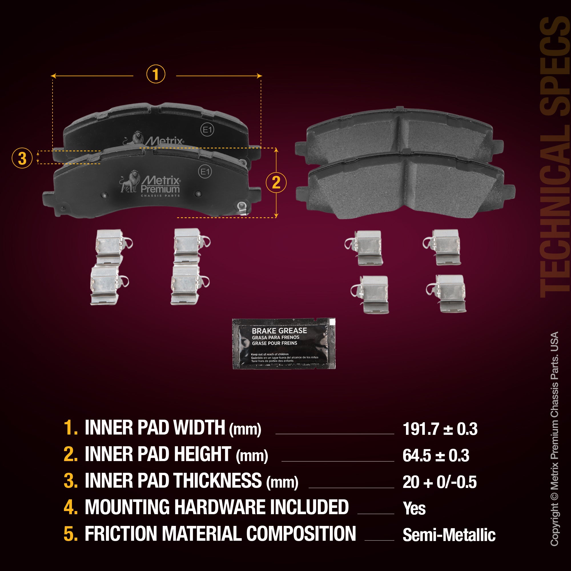 Metrix Premium Rear Disc Brake Pad Set 94373MS aftermarket car parts