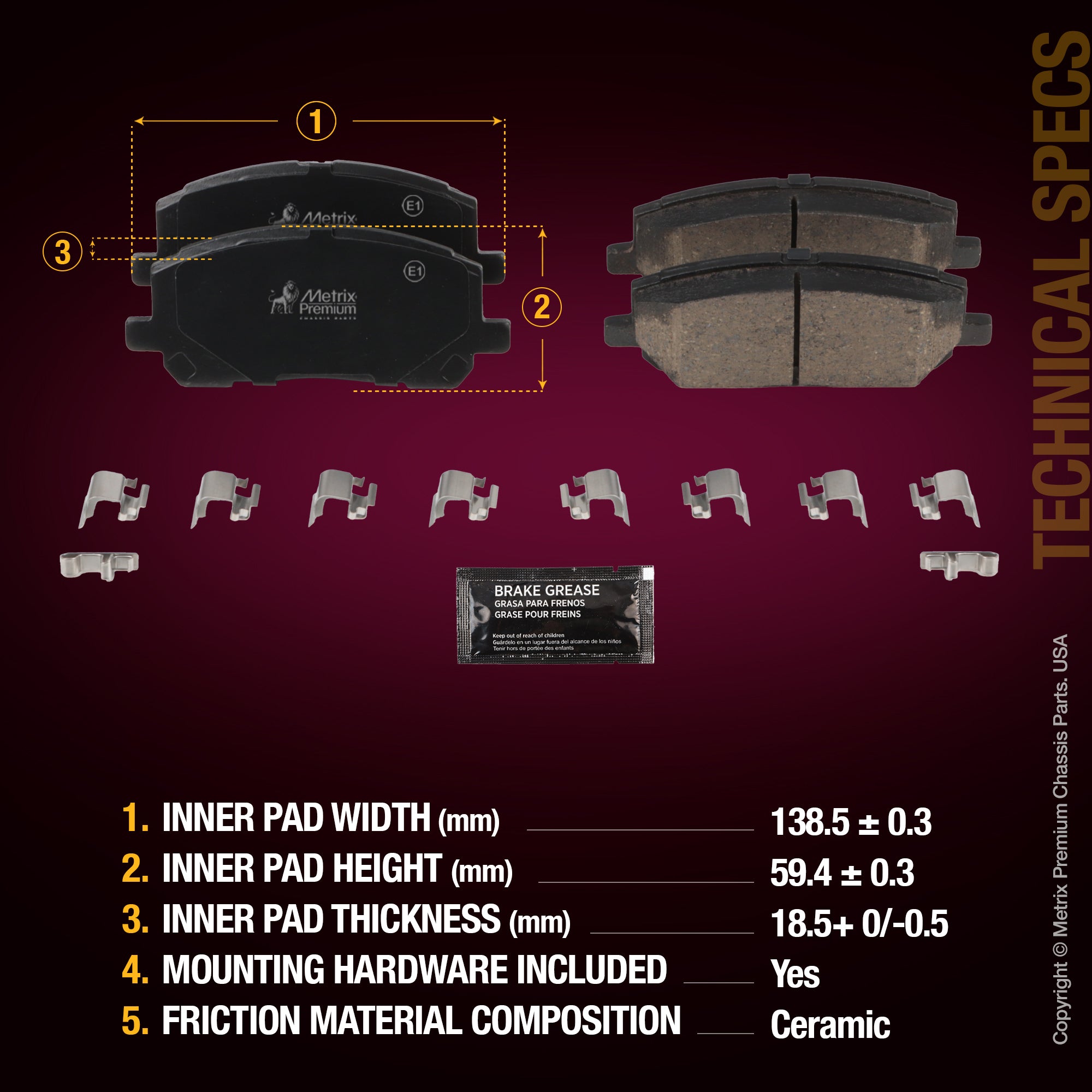 Metrix Premium Front Disc Brake Pad Set 94375MC aftermarket car parts