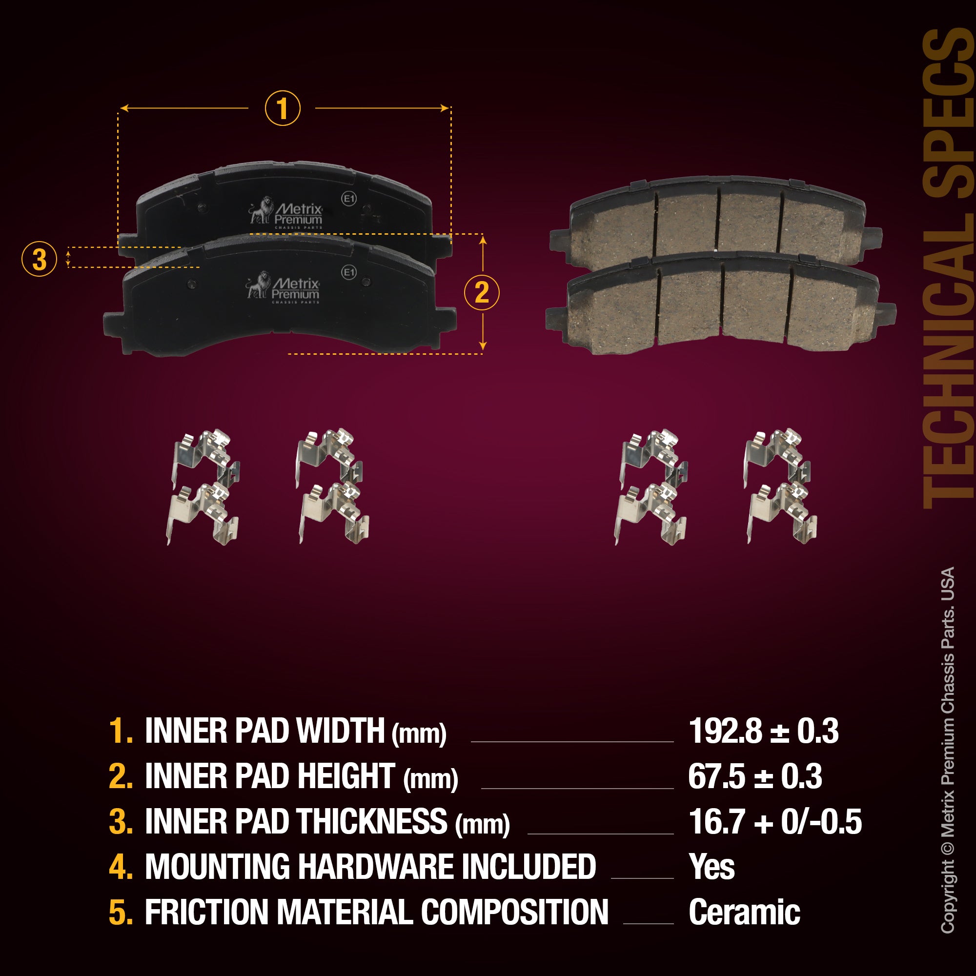 Metrix Premium Front & Rear Brake Pad Kit 95812MT aftermarket car parts