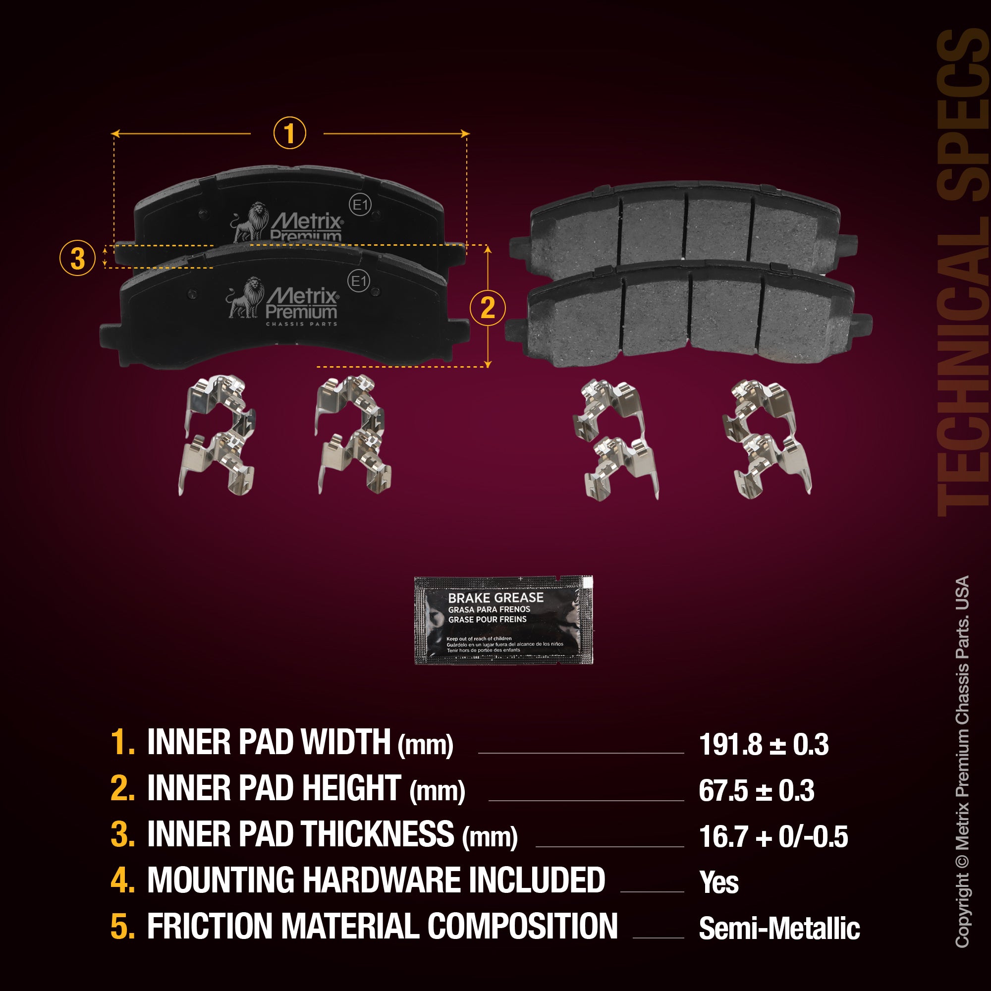 Metrix Premium Front Disc Brake Pad Set 94378MS aftermarket car parts