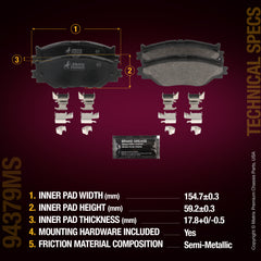 Metrix Premium Chassis Parts Front Disc Brake Pad Set 94379MS aftermarket car parts
