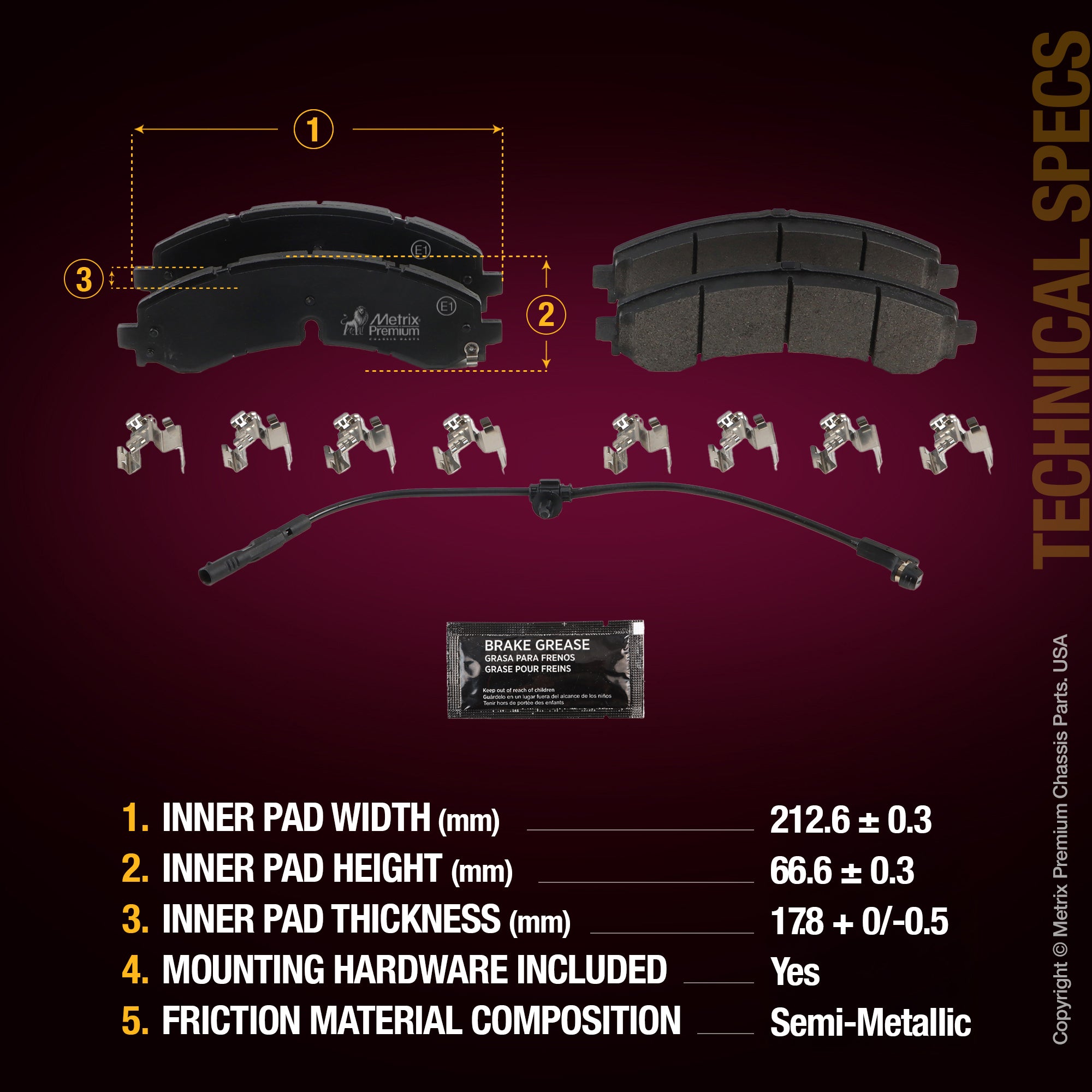 Metrix Premium Front Disc Brake Pad Set 94386MS aftermarket car parts