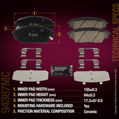 Metrix Premium Chassis Parts Front Disc Brake Pad Set 94387MC aftermarket car parts