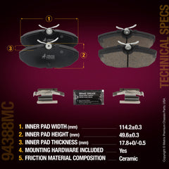 Metrix Premium Chassis Parts Rear Disc Brake Pad Set 94388MC aftermarket car parts