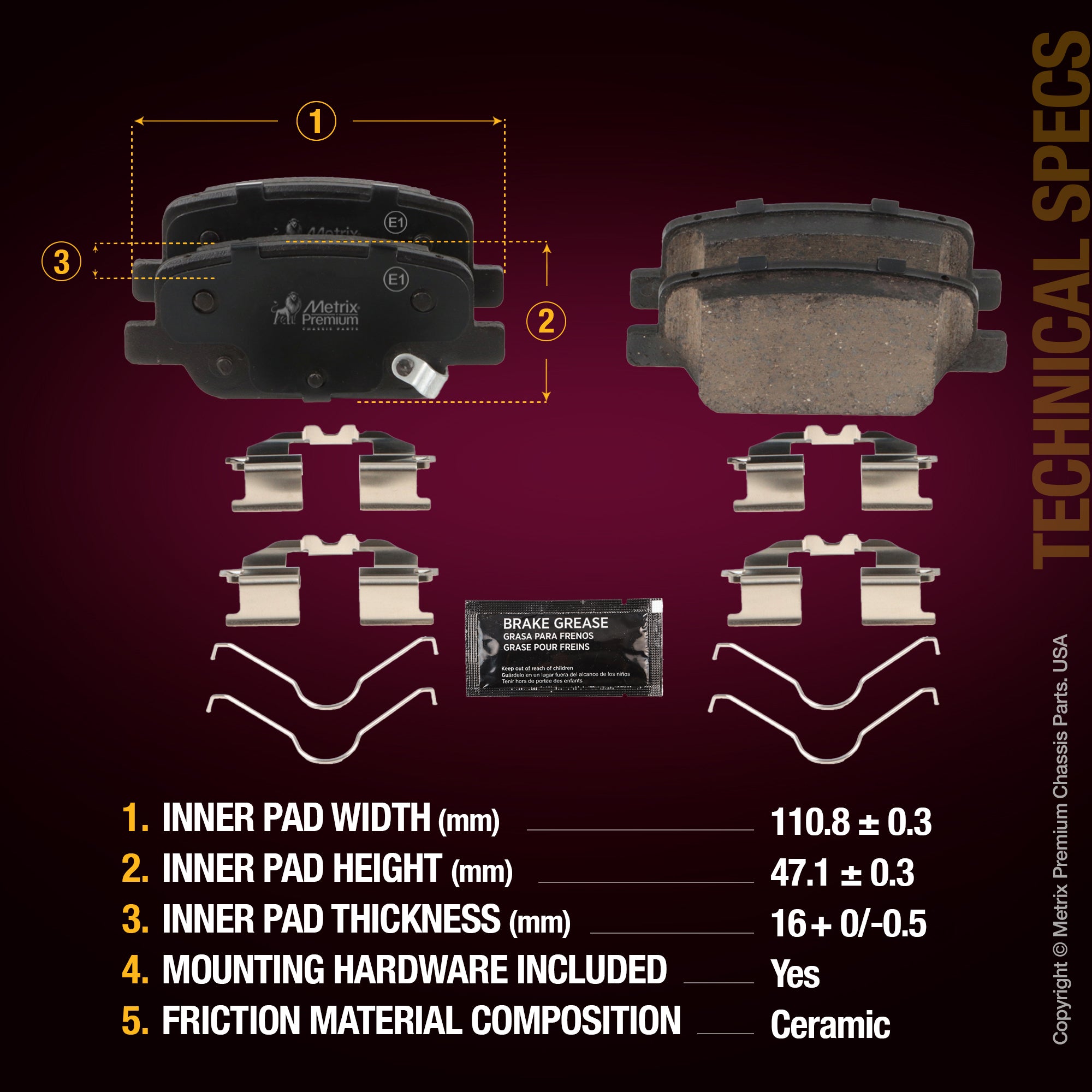 Metrix Premium Rear Disc Brake Pad Set 94394MC aftermarket car parts