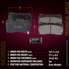 Metrix Premium Chassis Parts Front Disc Brake Pad Set 94395MS aftermarket car parts