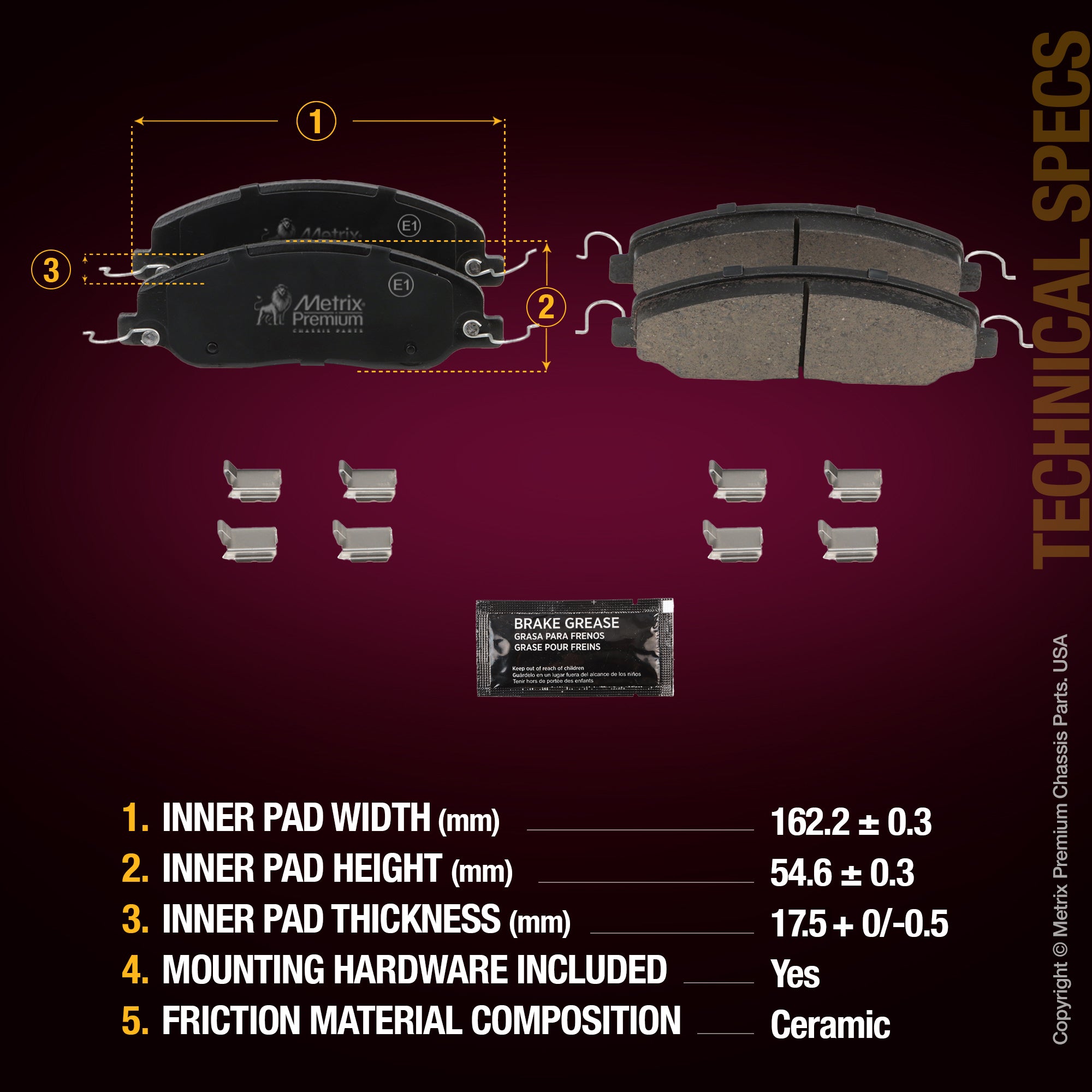 Metrix Premium Front Disc Brake Pad Set 94400MC aftermarket car parts