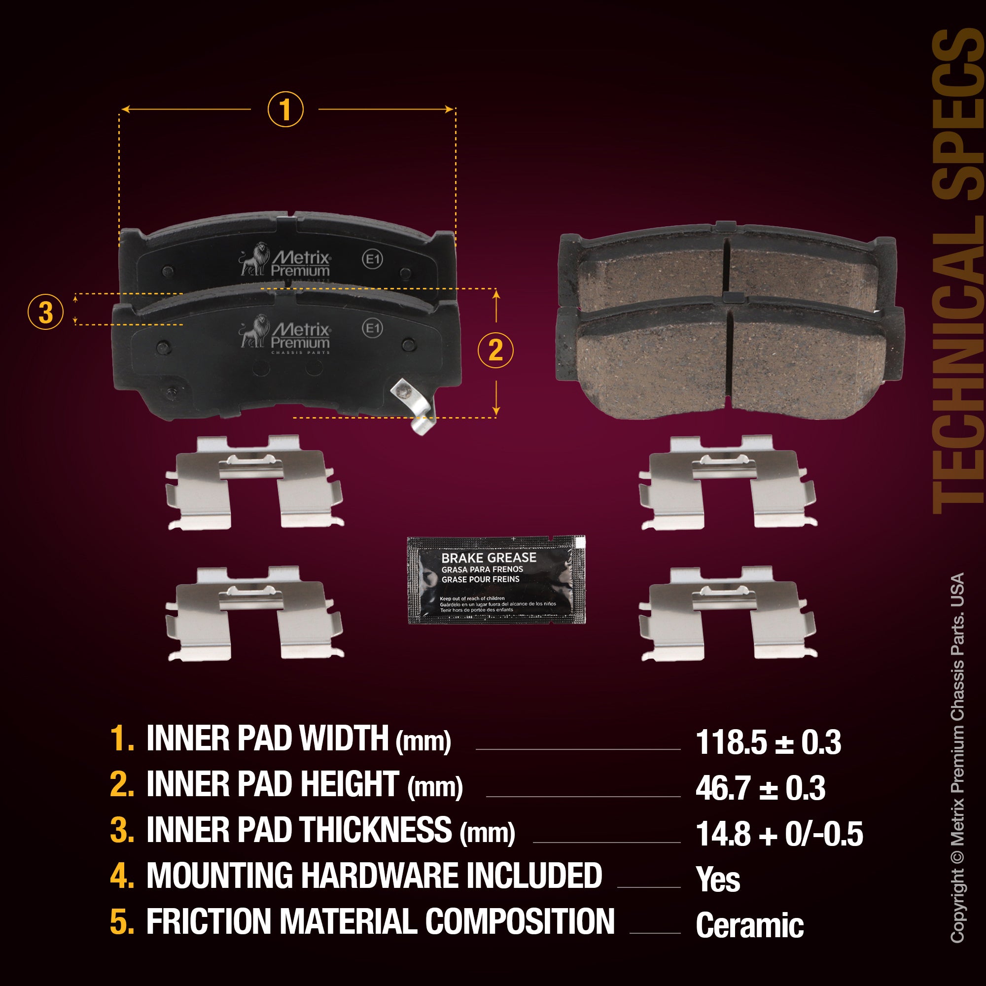 Metrix Premium Rear Disc Brake Pad Set 94403MC aftermarket car parts
