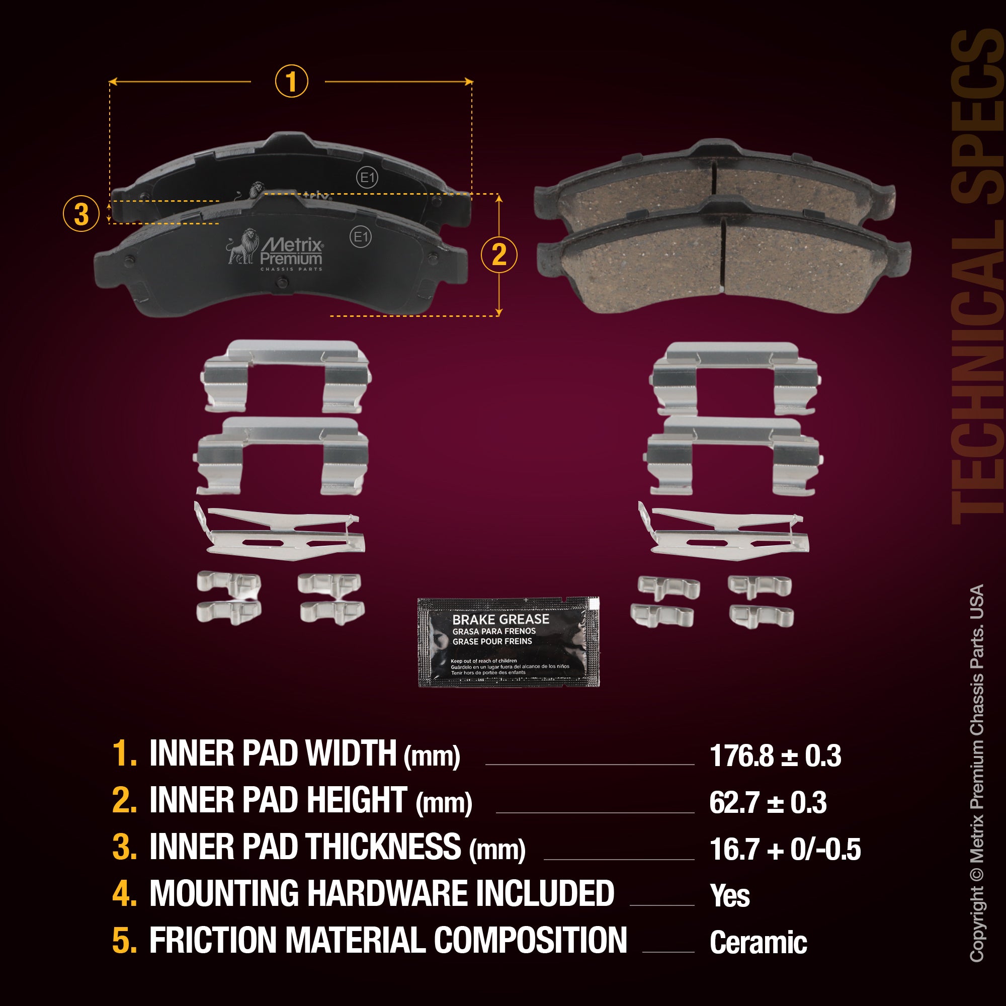 Metrix Premium Front Disc Brake Pad Set 94407MC aftermarket car parts
