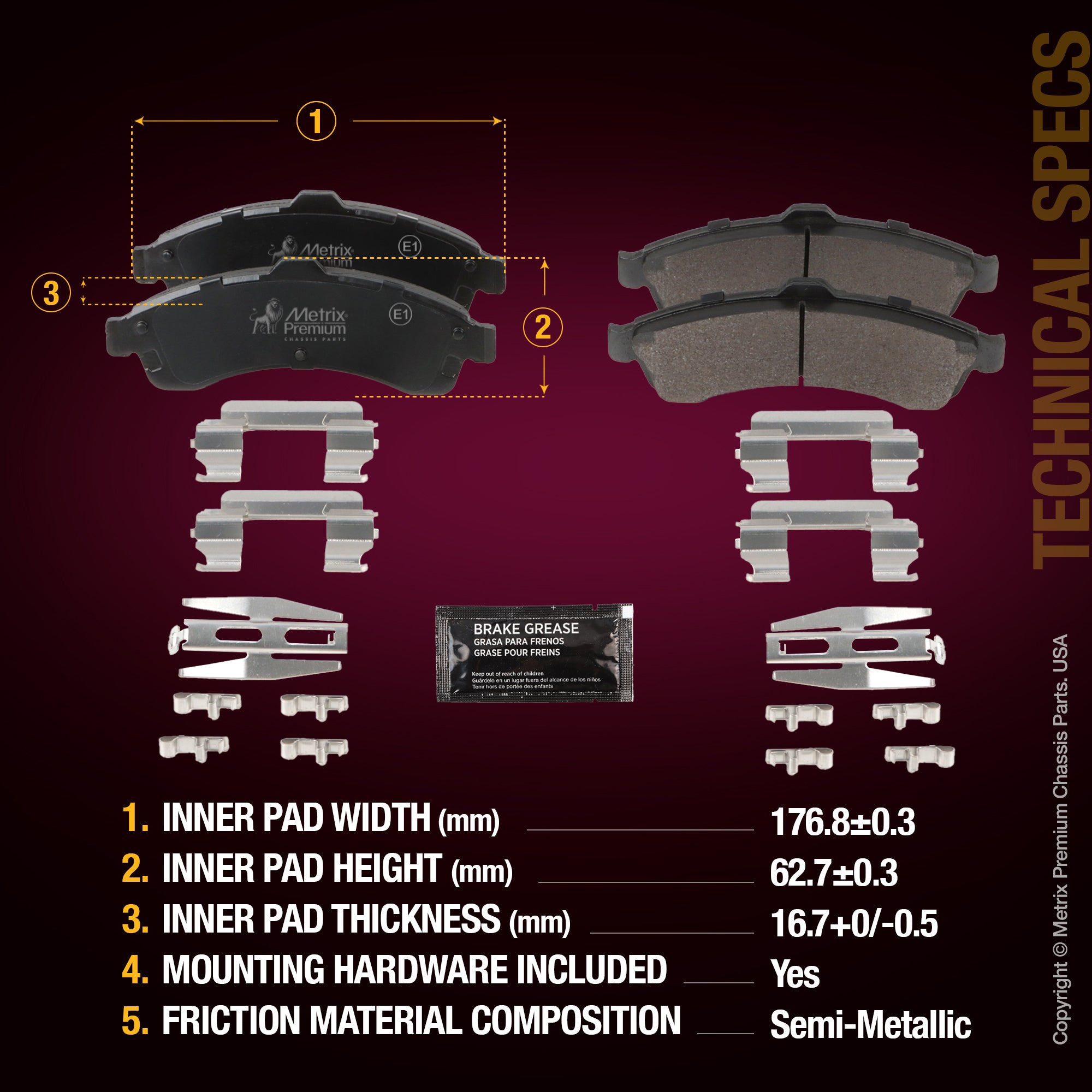 Metrix Premium Front Disc Brake Pad Set 94407MS aftermarket car parts