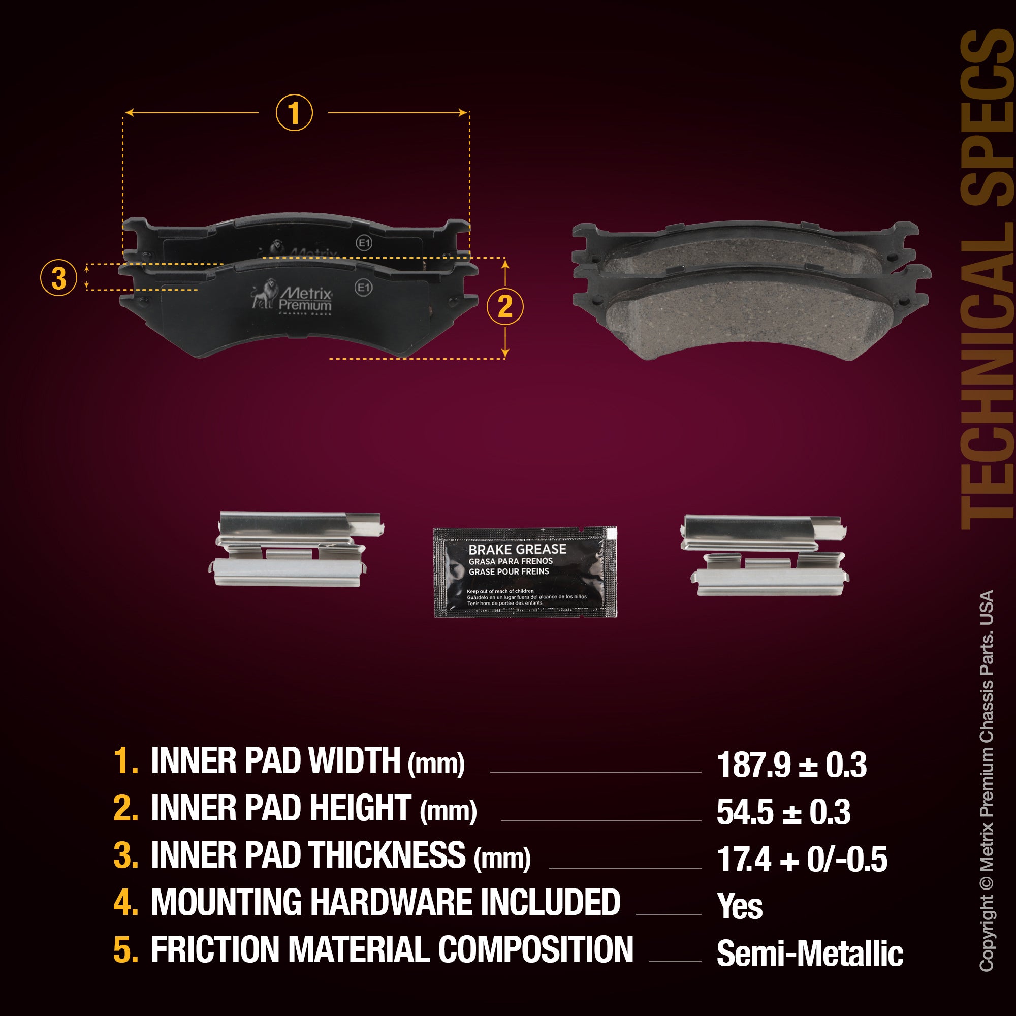 Metrix Premium Front Disc Brake Pad Set 94412MS aftermarket car parts