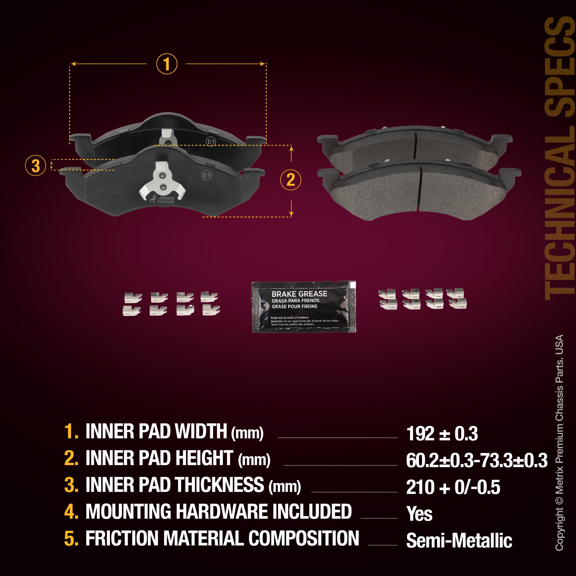 Metrix Premium Front Disc Brake Pad Set 94420MS aftermarket car parts