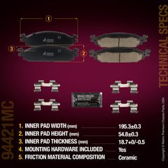 Metrix Premium Chassis Parts Front Disc Brake Pad Set 94421MC aftermarket car parts
