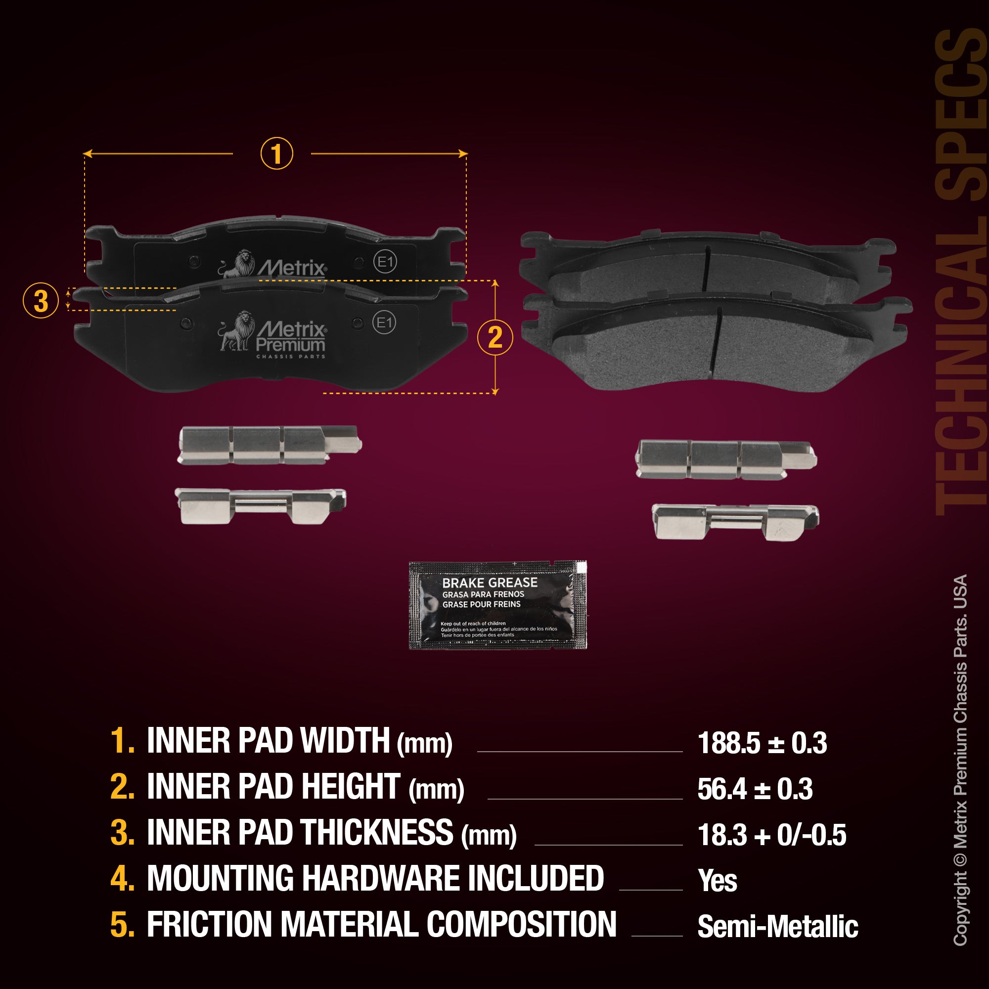 Metrix Premium Rear Disc Brake Pad Set 94422MS aftermarket car parts