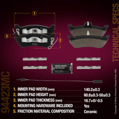 Metrix Premium Chassis Parts Rear Disc Brake Pad Set 94423MC aftermarket car parts