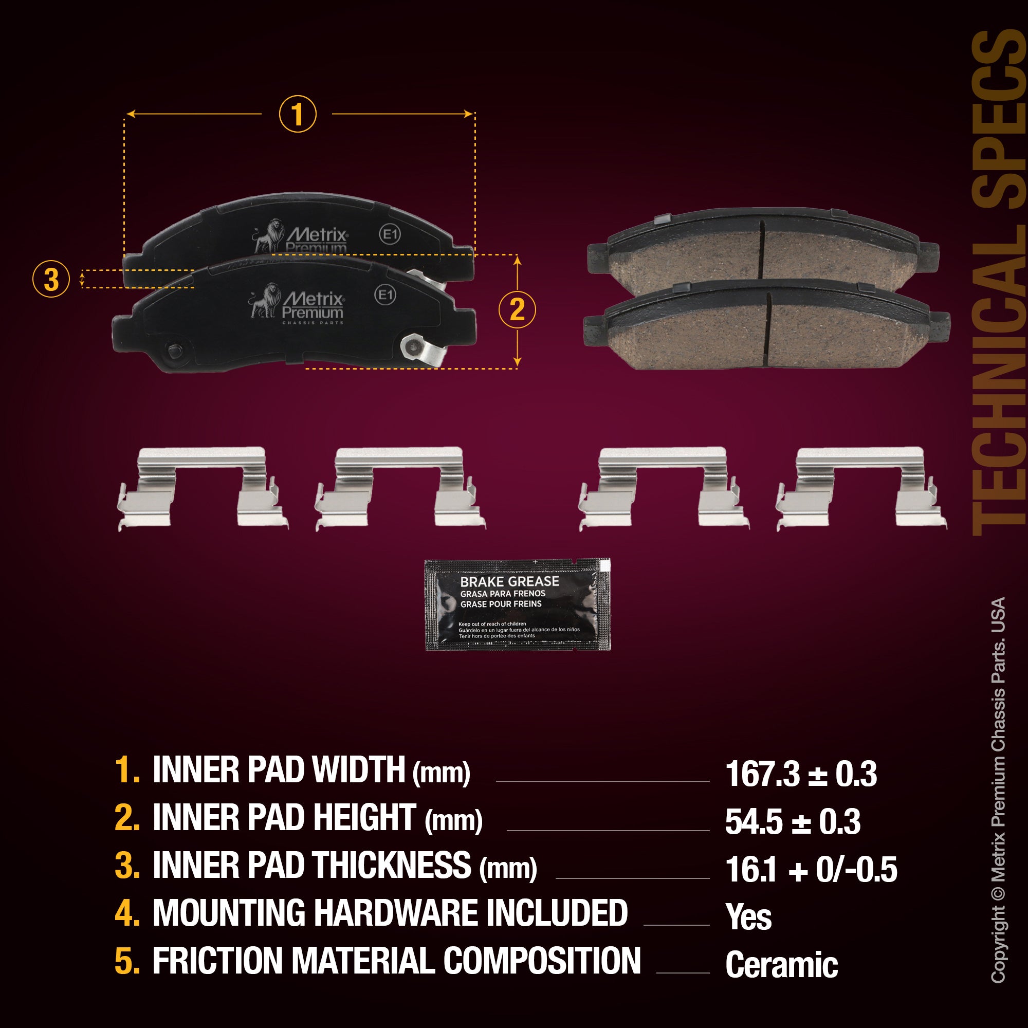 Metrix Premium Front Disc Brake Pad Set 94431MC aftermarket car parts