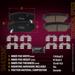 Metrix Premium Chassis Parts Rear Disc Brake Pad Set 94432MC aftermarket car parts
