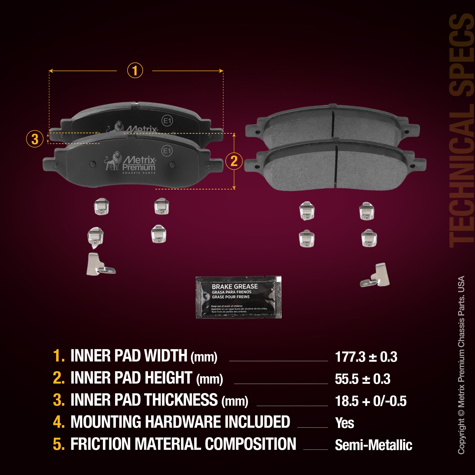 Metrix Premium Rear Disc Brake Pad Set 94434MS aftermarket car parts